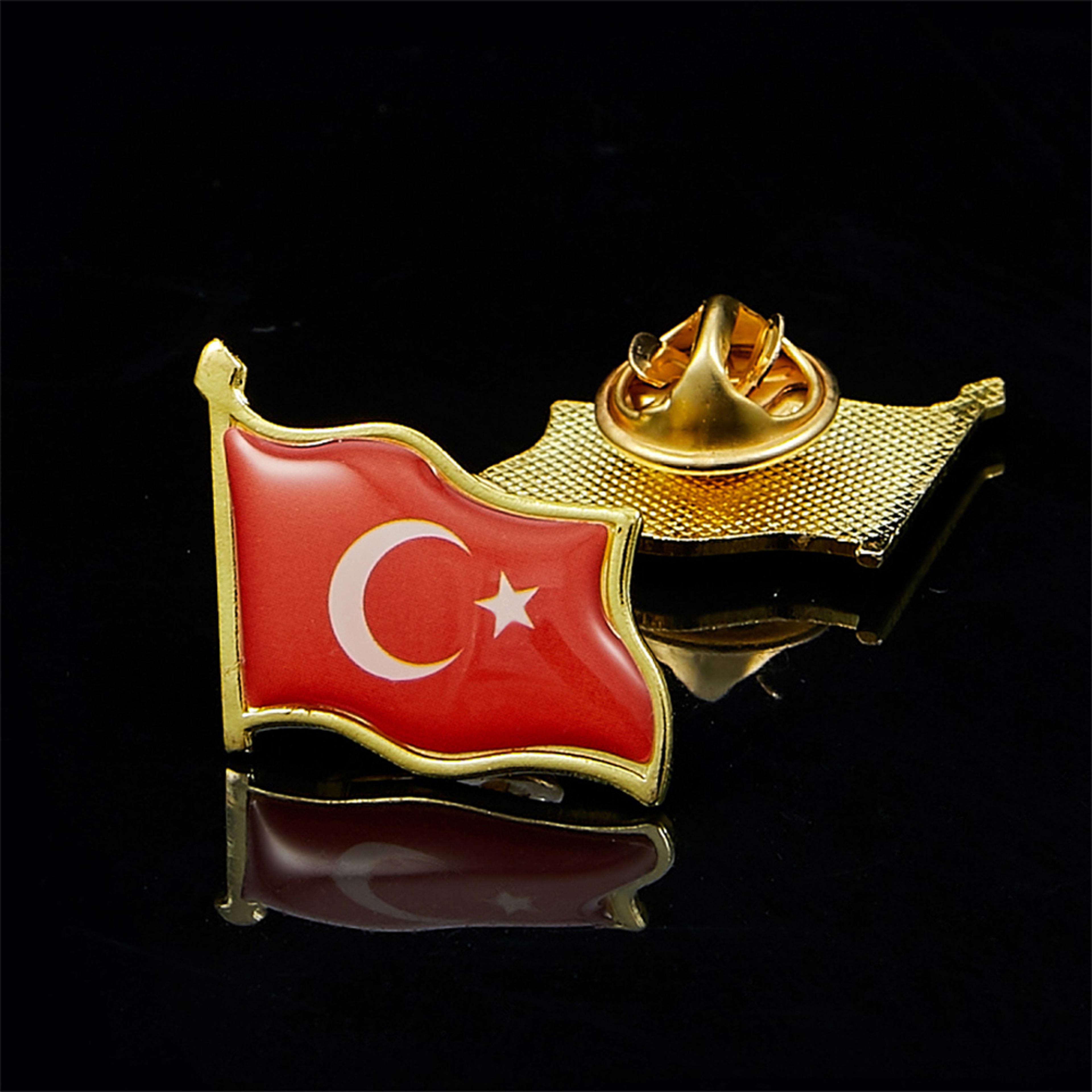 retro turkey national flag enamel pin, lapel badge for scarfs, clothes, and bags