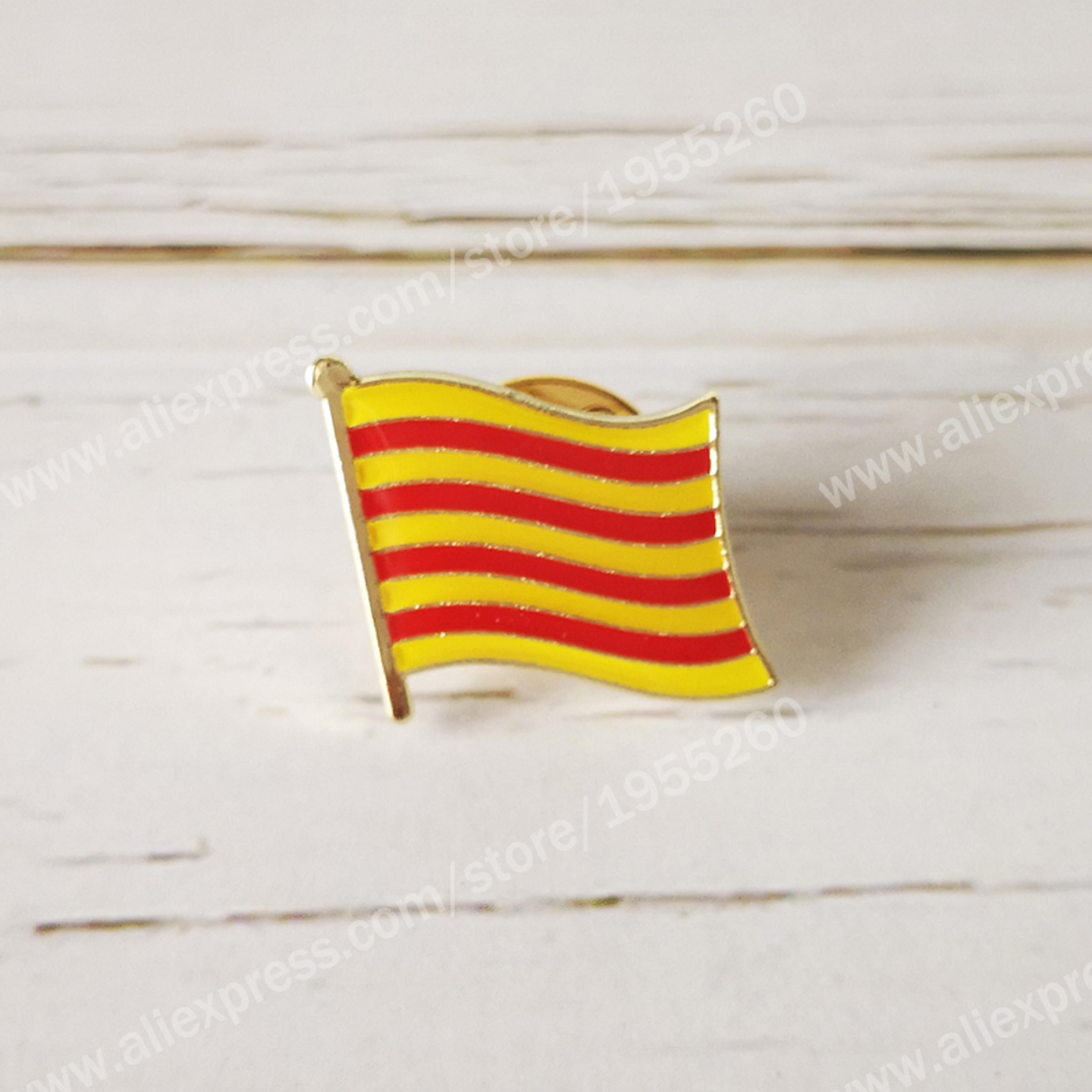 spain provincial nationalities region brooch, catalonia flag lapel pins, metal enamel crystal badge