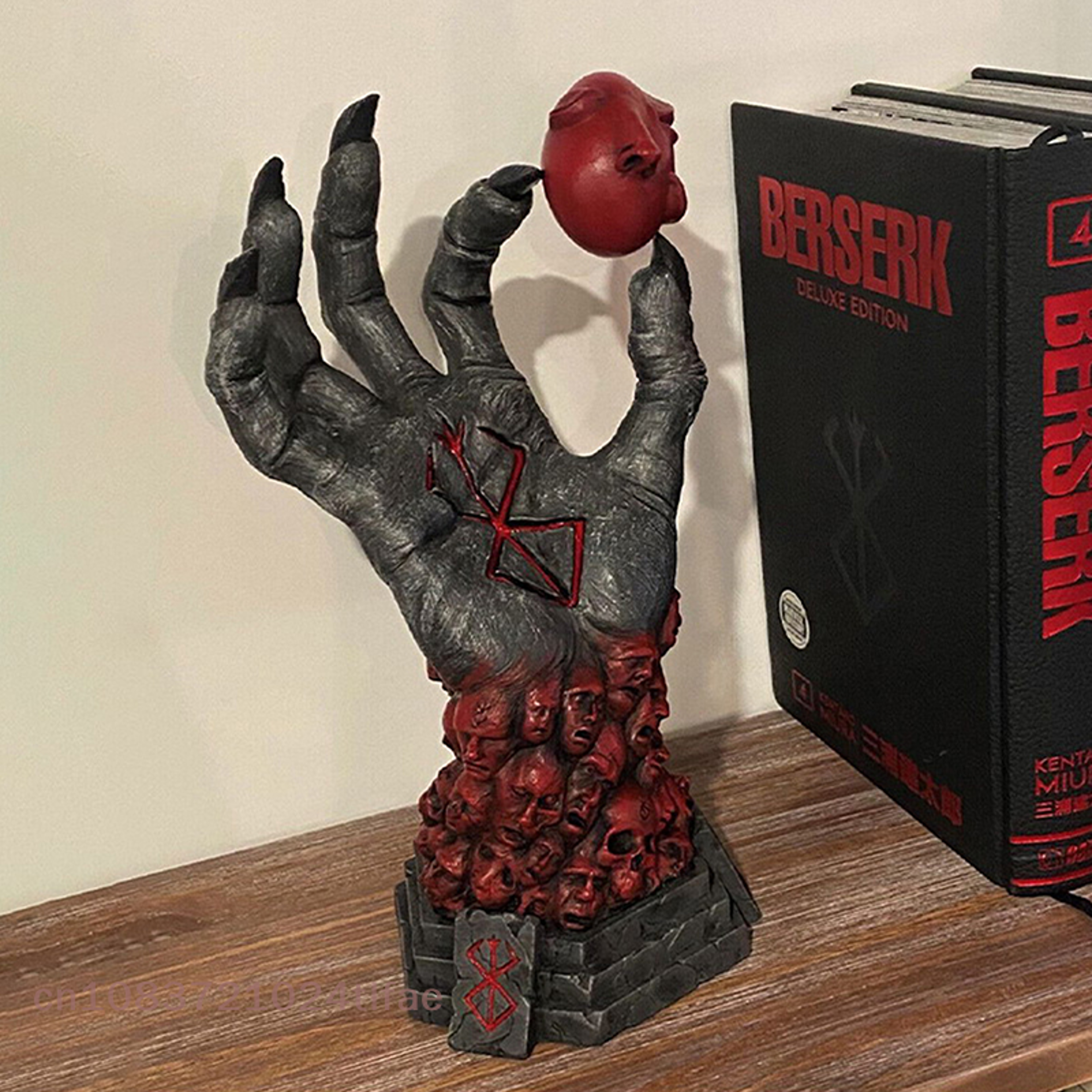 crazy god death resin craft statue, devil's right hand rampage skull rune, home decor