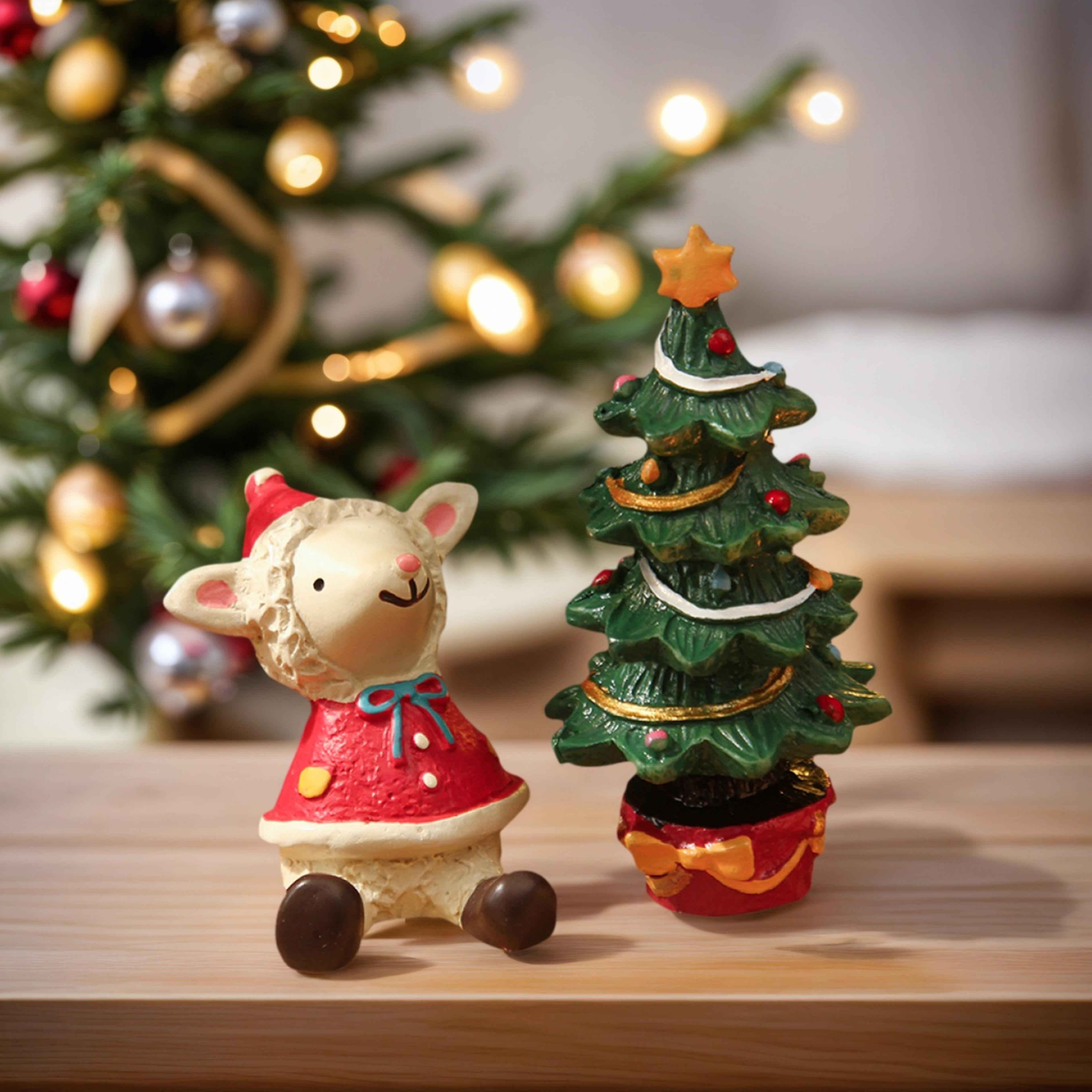festive little houses, resin christmas lambs and tree home decorations