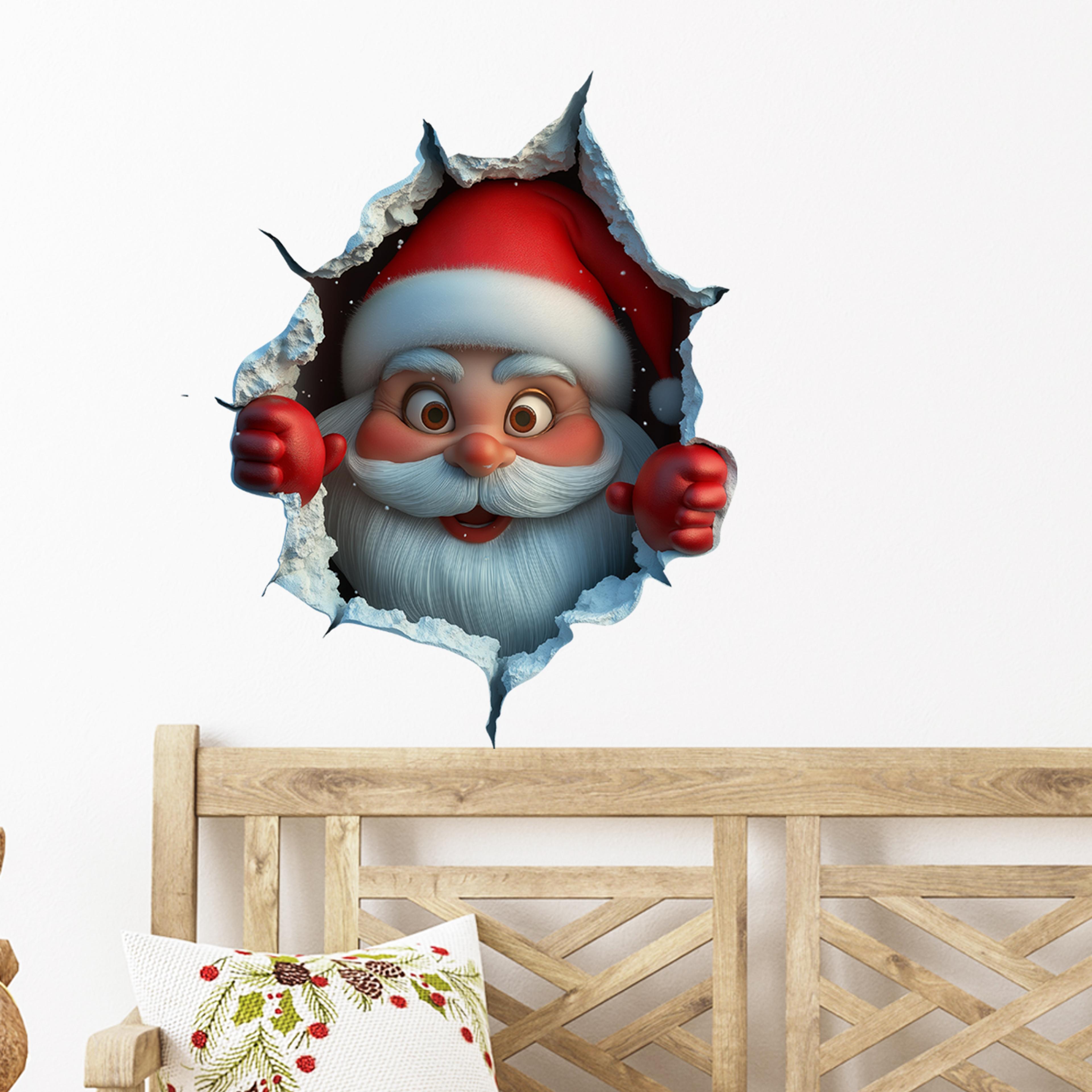 santa claus self-adhesive, christmas home decor stickers, wall decals for holiday party decorations