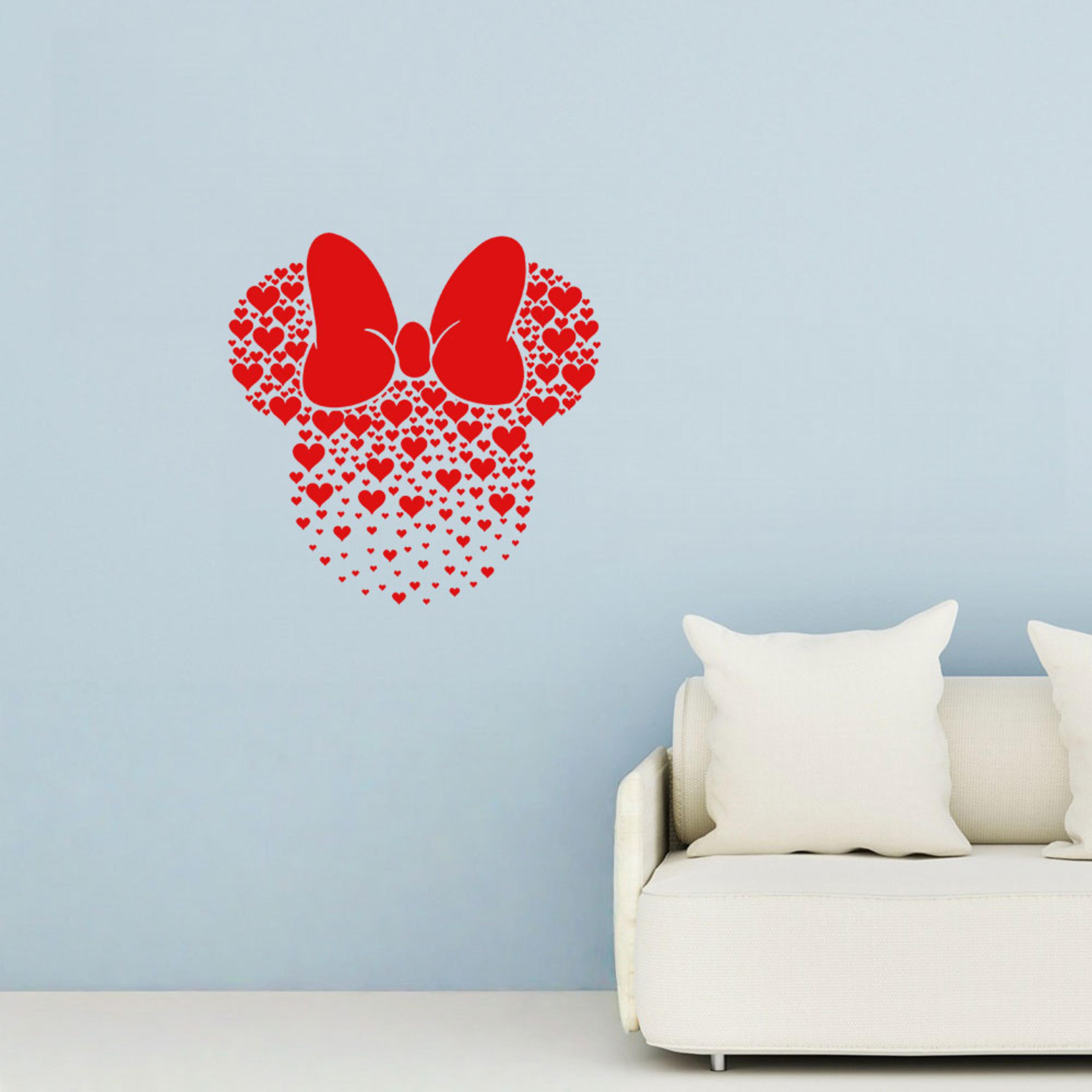 disney pink valentine's day mouse heart bow sticker, decorative sticker for doorways walls home