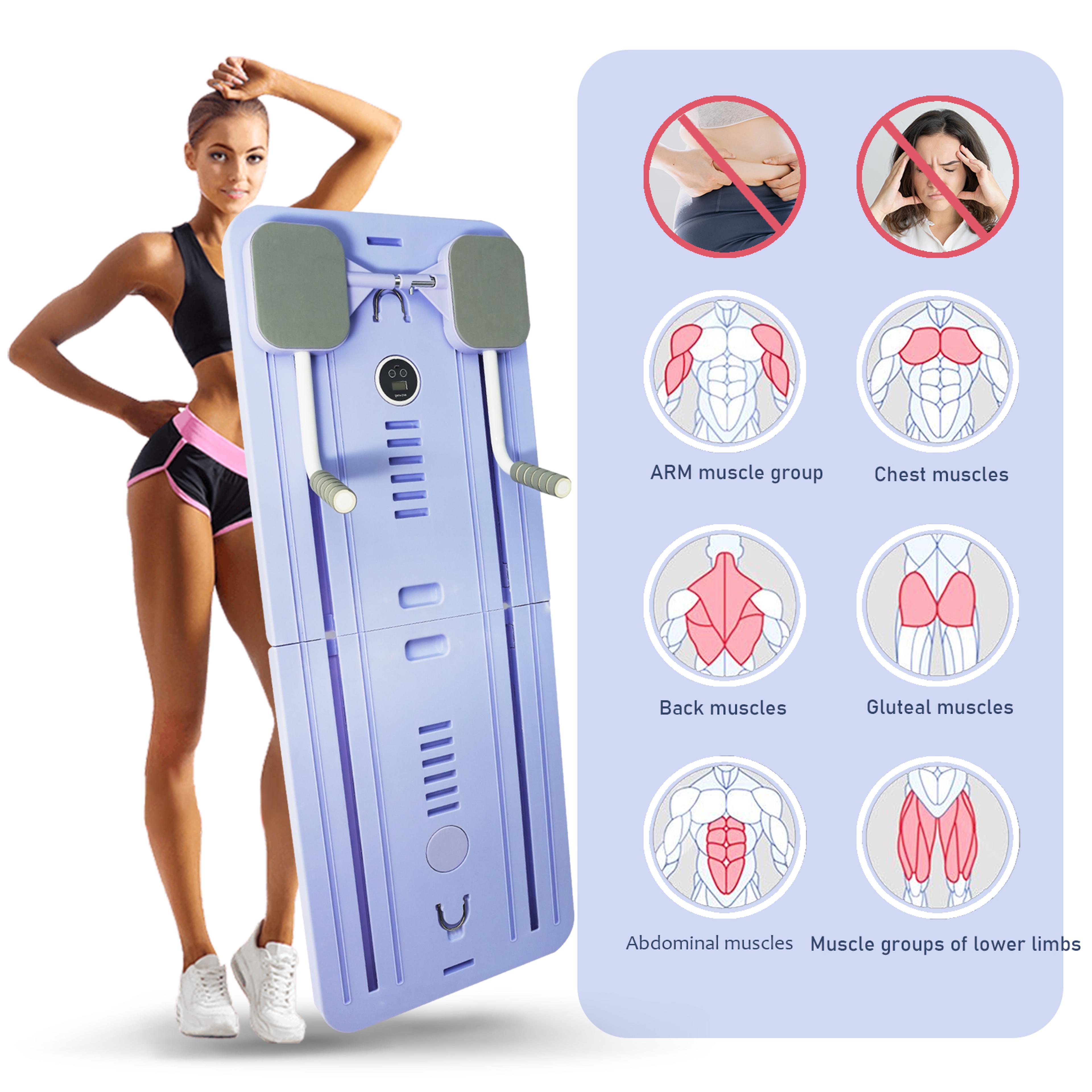 home and office fitness equipment – multi-functional abdominal exercise board with auto-rebound resistance bands