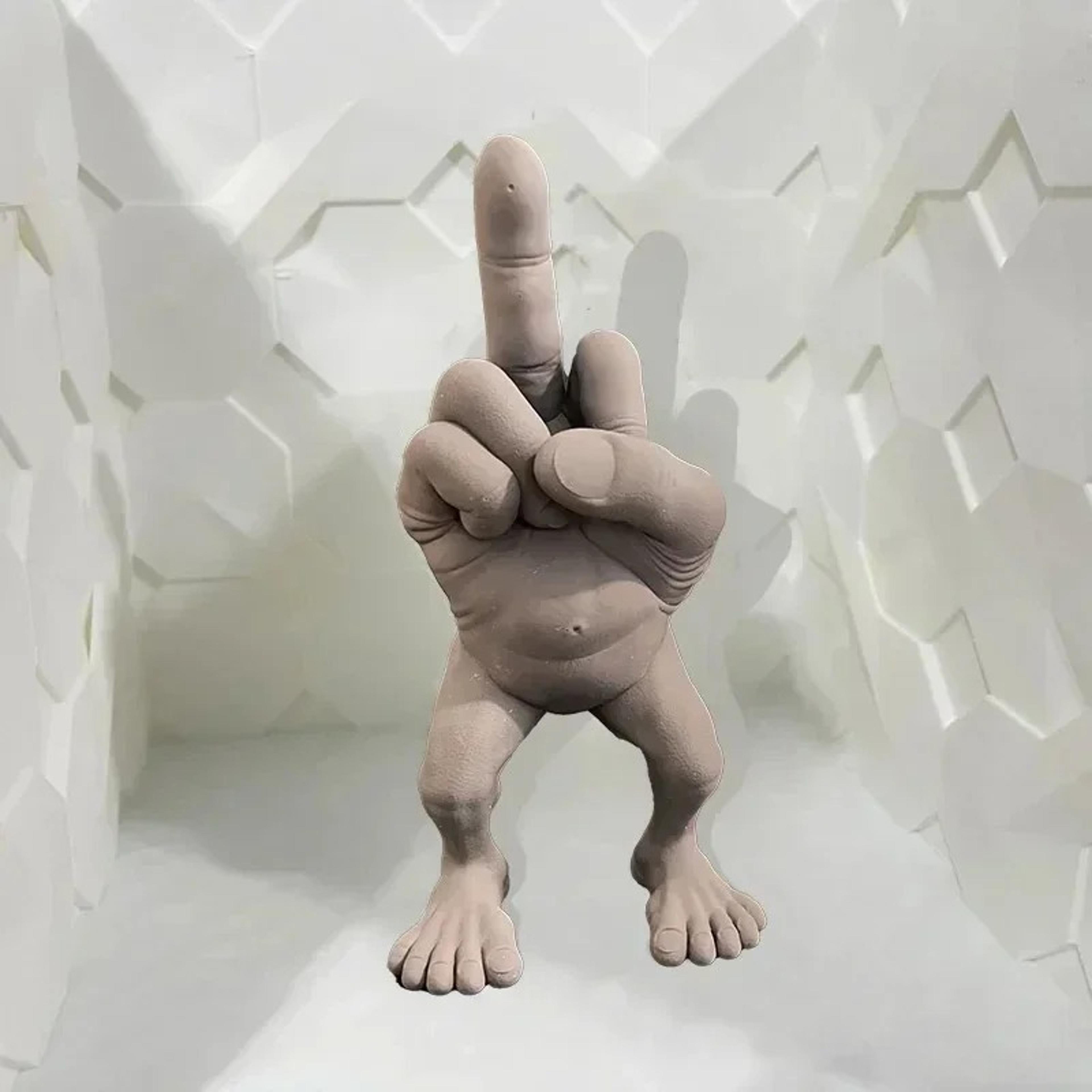 funny decorations middle finger with legs statue, car desk ornament for home or office