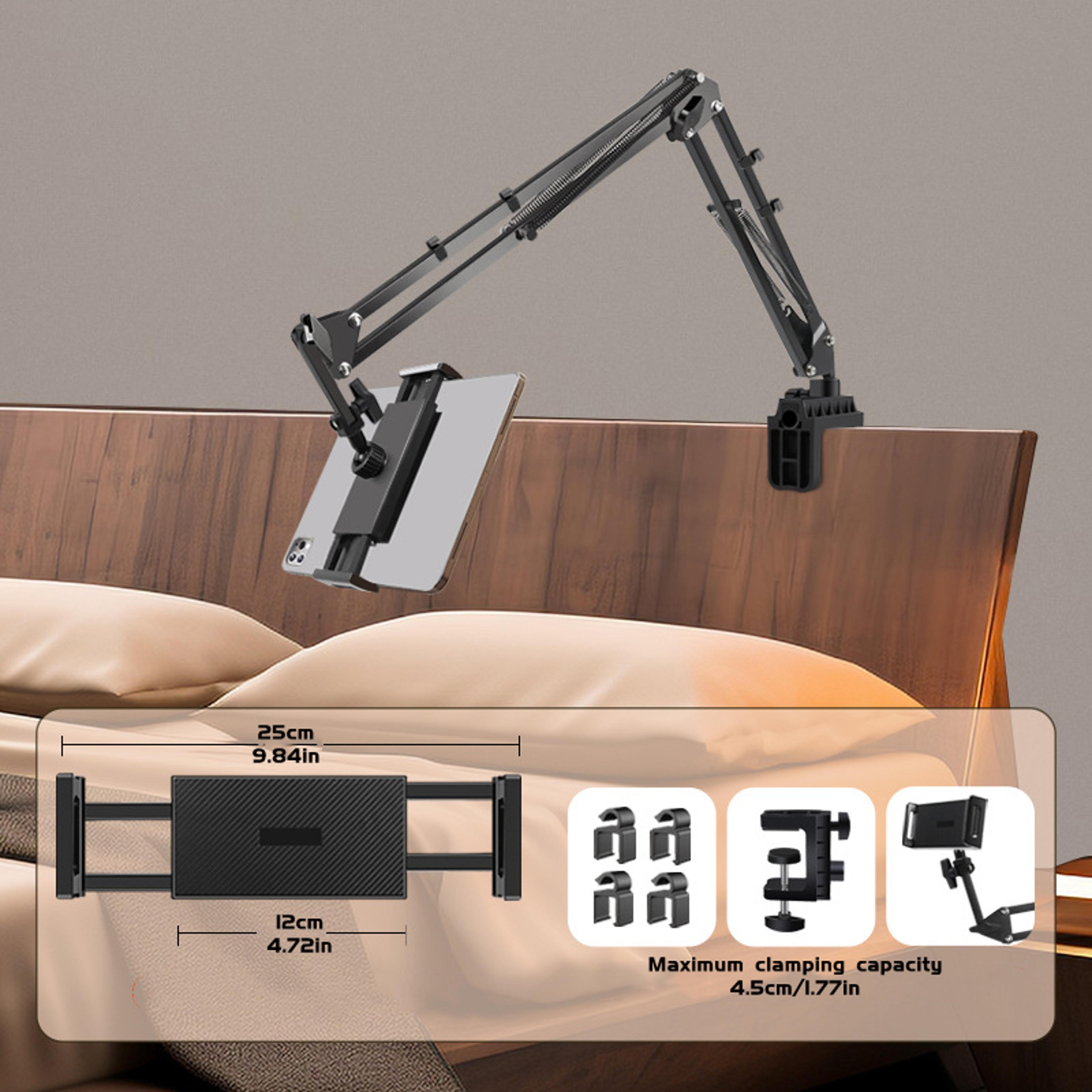 long arm adjustable bed tablet holder rotatable desktop bracket clamp