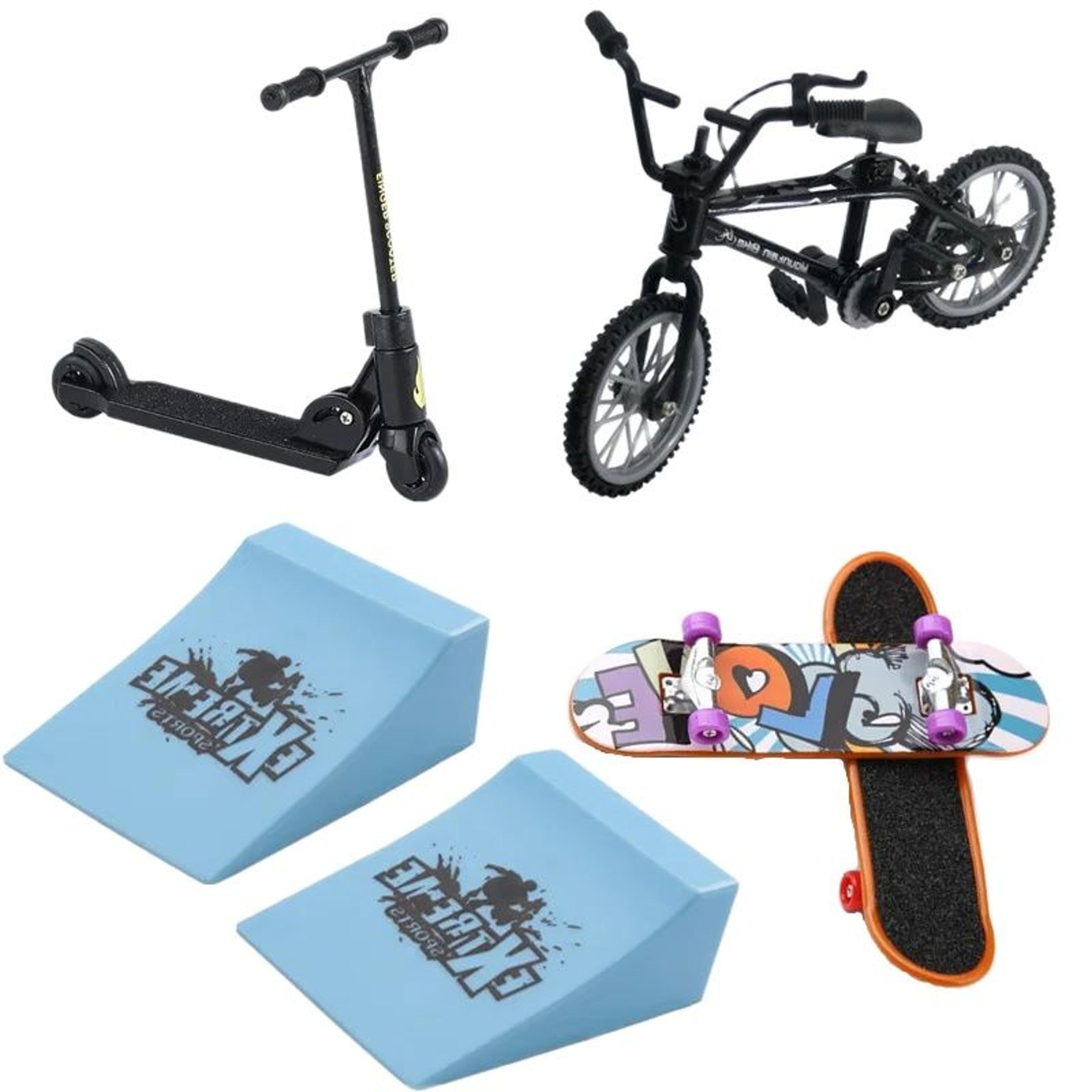 tech deck ramp venue combo set, roller skates/bike for kids, indoor fun at home