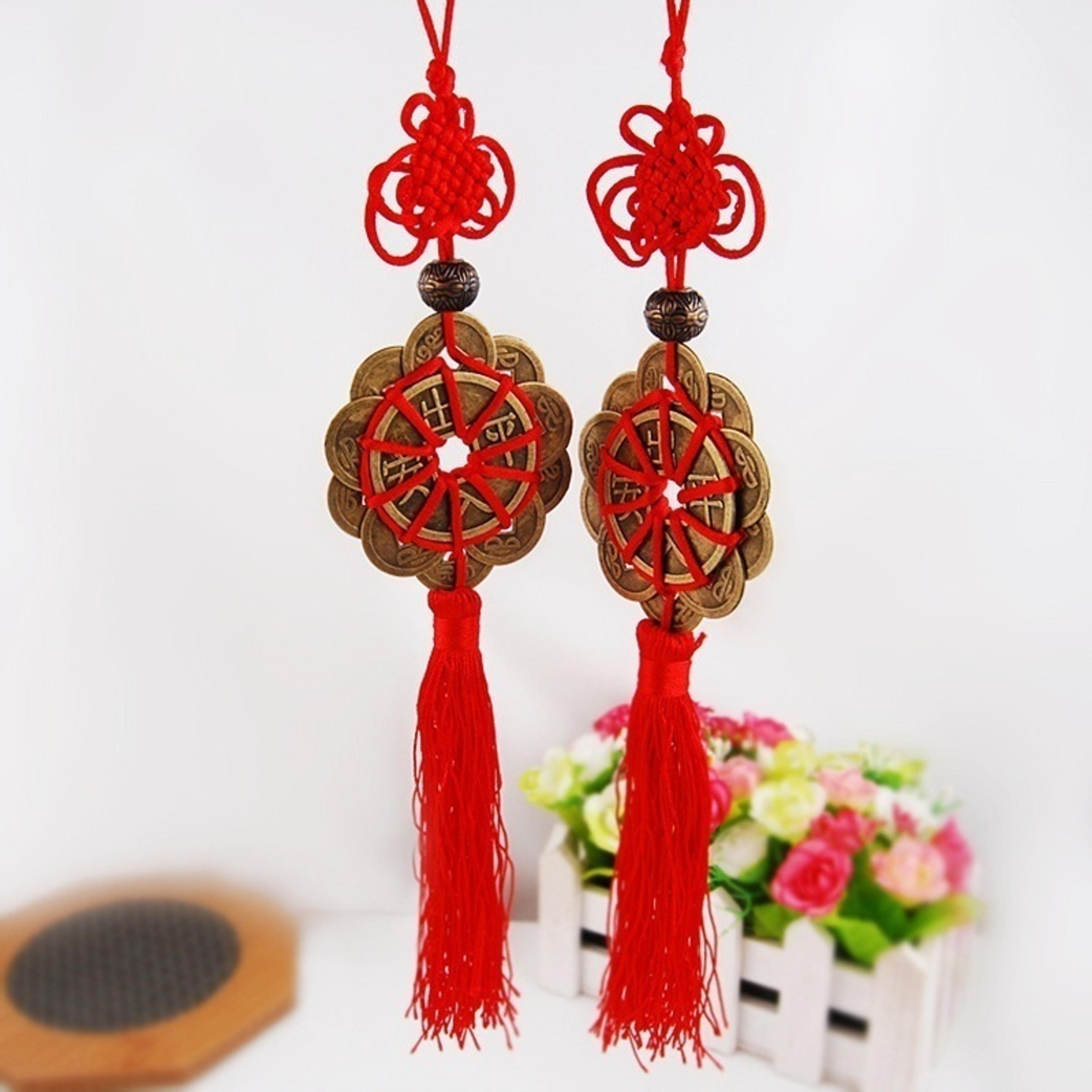 feng shui lucky coins wall hanging for prosperity, protection & good fortune