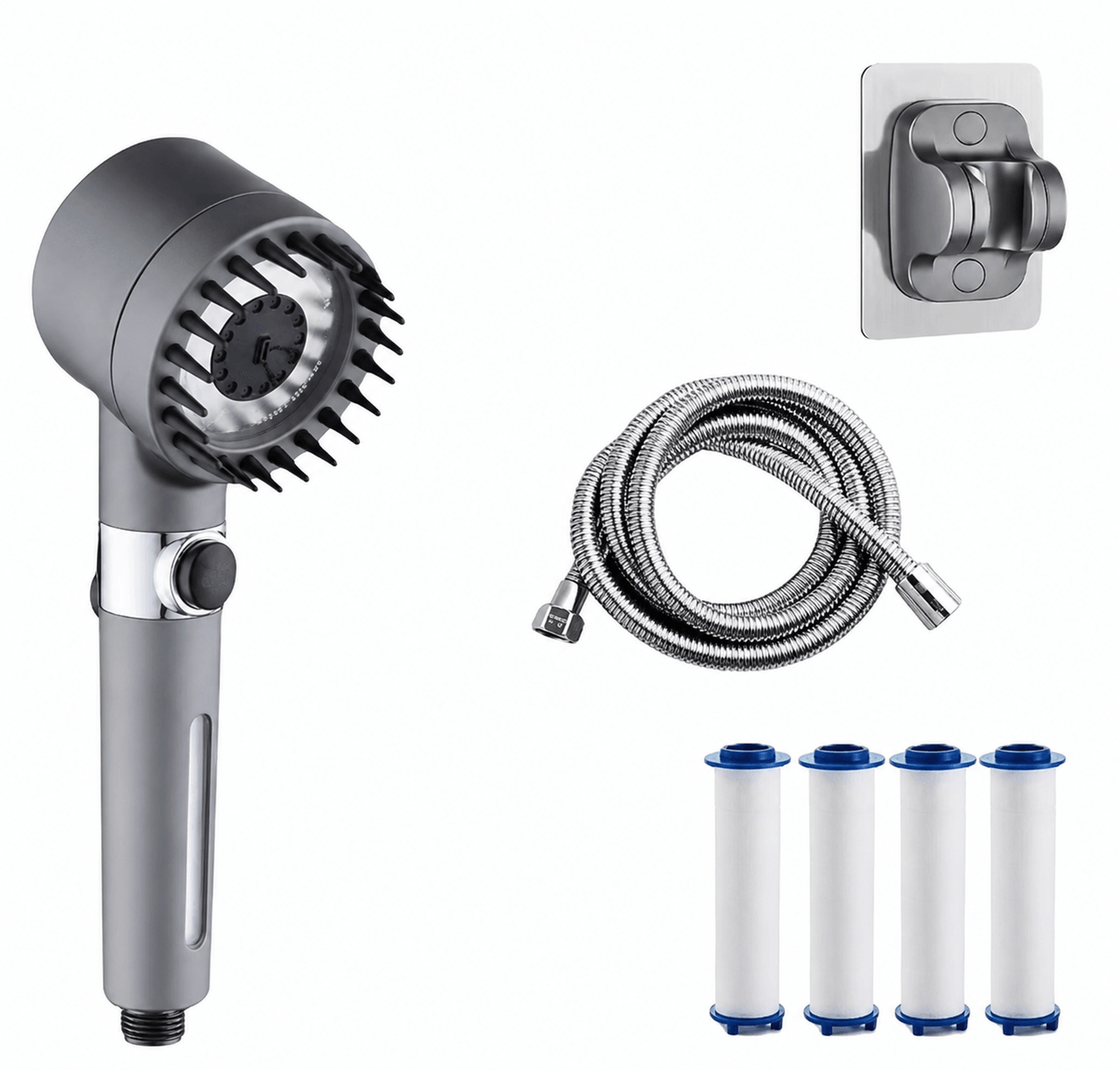 ion drop filtered shower head with handheld turbo spray modes