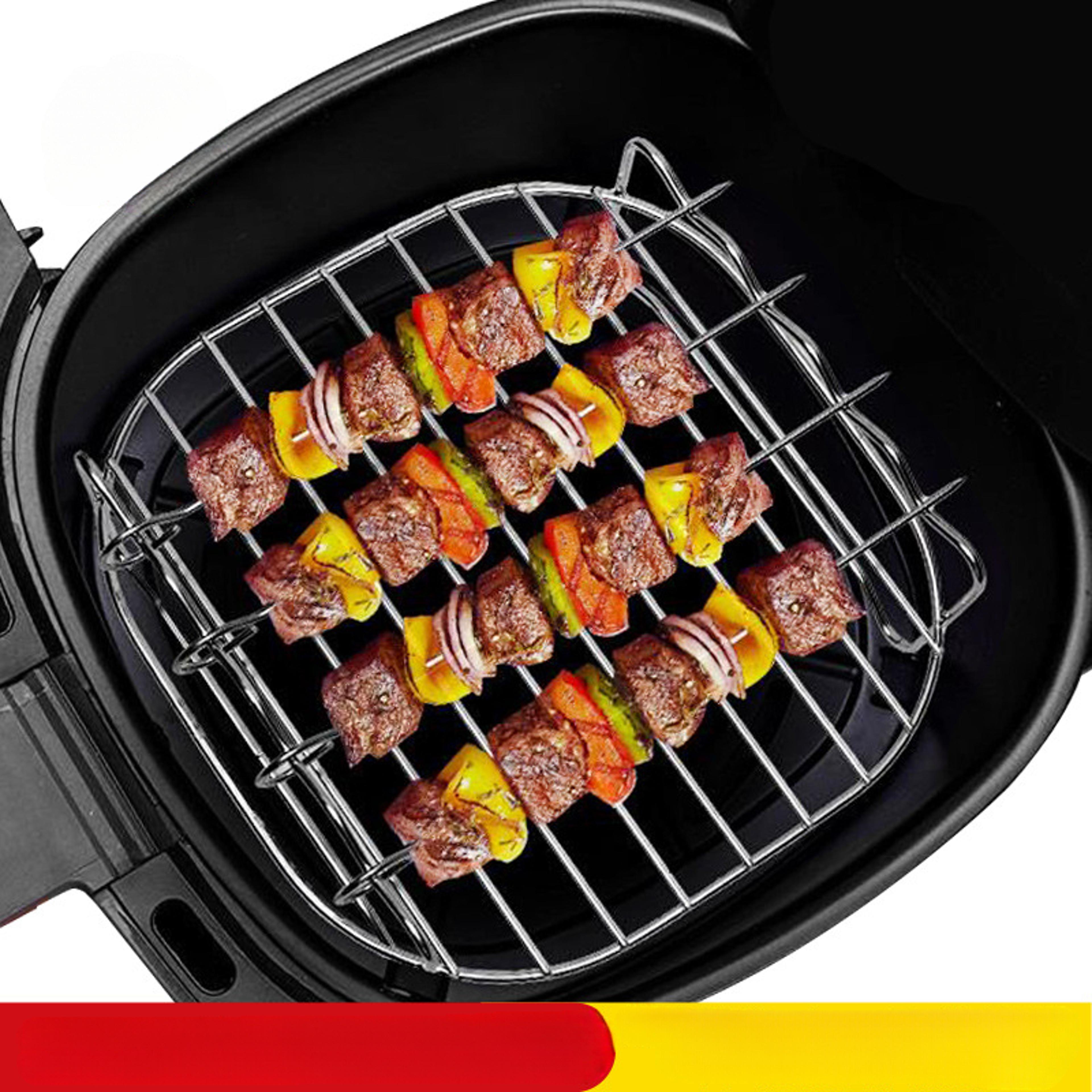 stainless steel bbq skewer rack & air fryer grill rack for even, mess free grilling