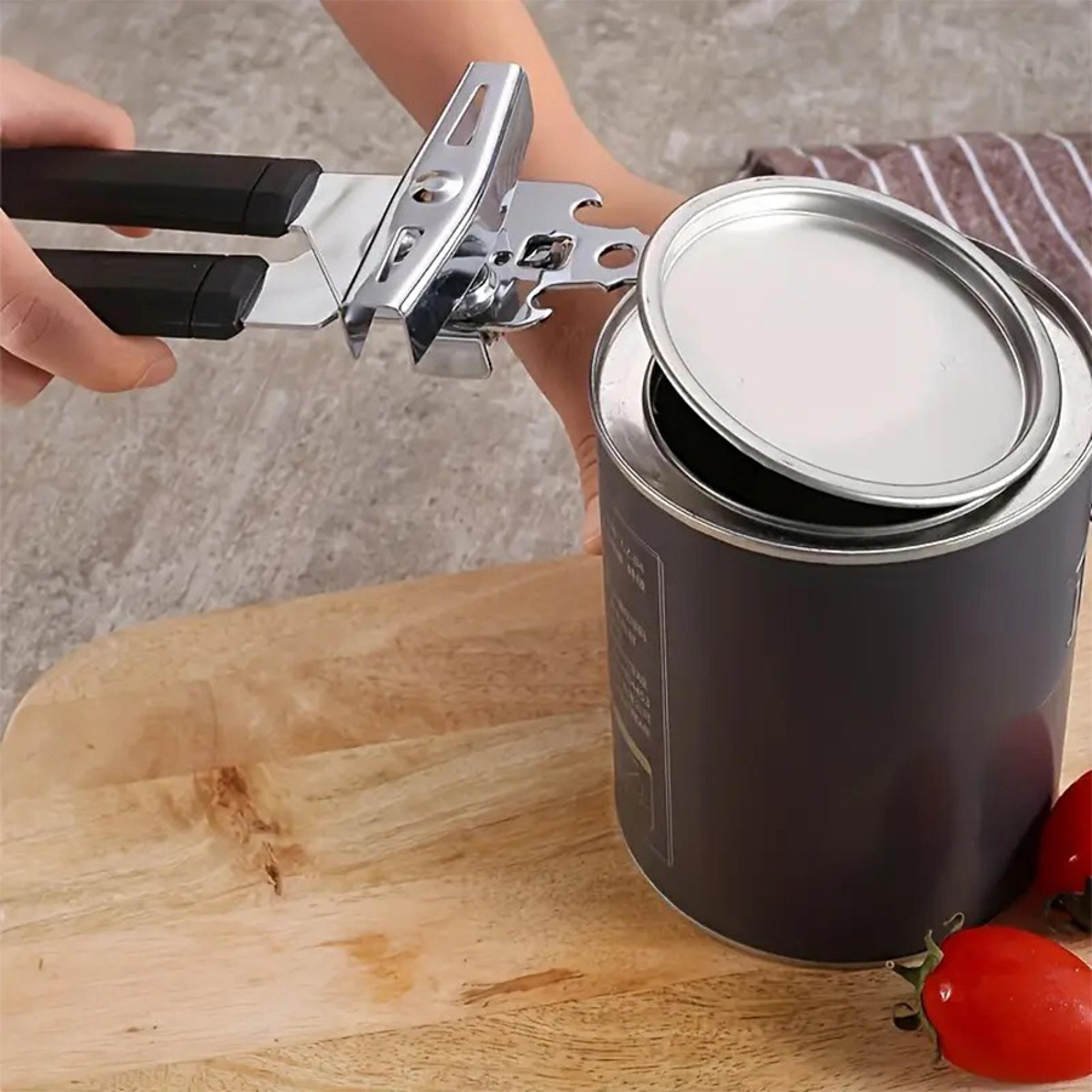 professional stainless steel can opener & bottle opener multi tool for smooth lid removal