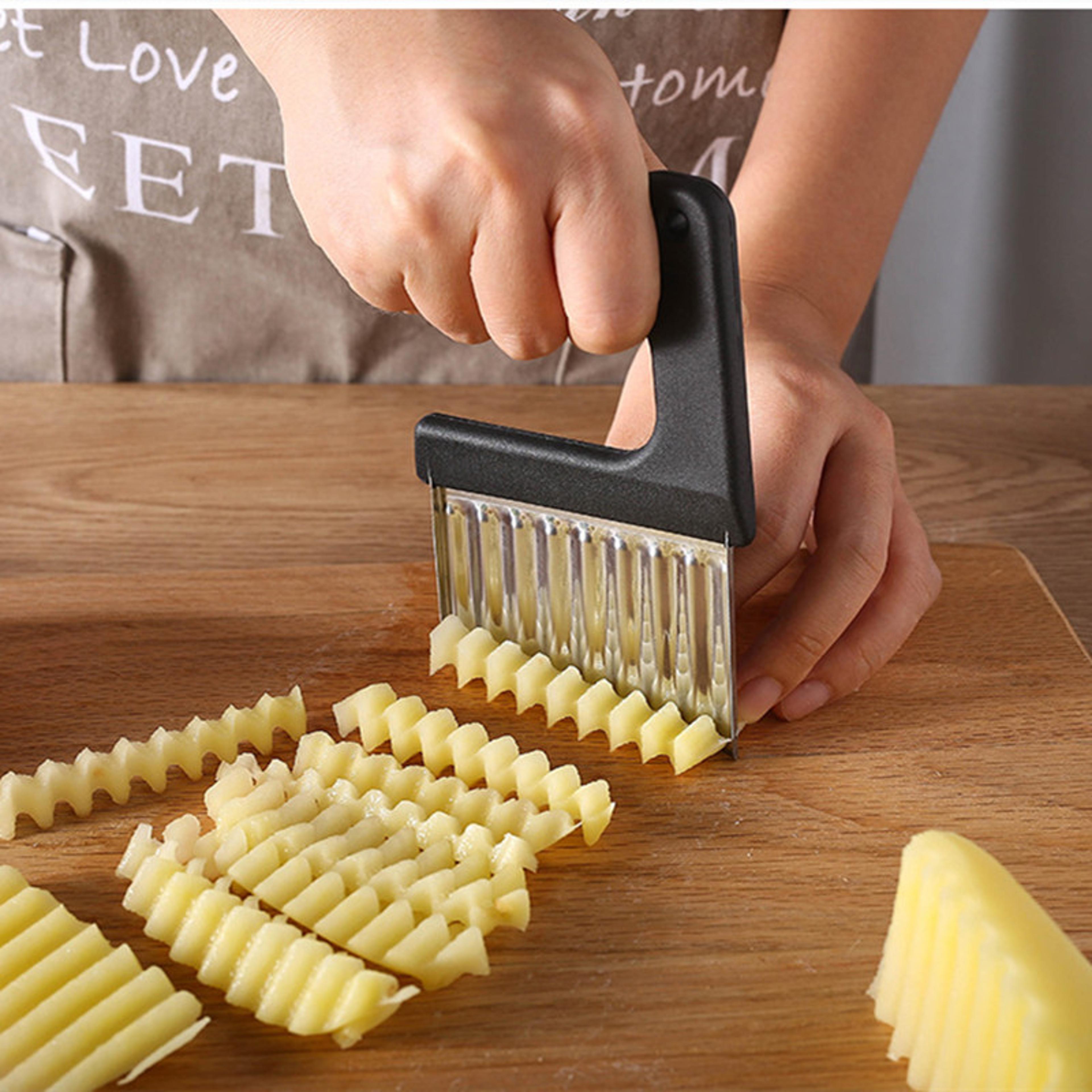 crinklecut pro stainless steel crinkle cutter for wavy fries, vegetables & fruit