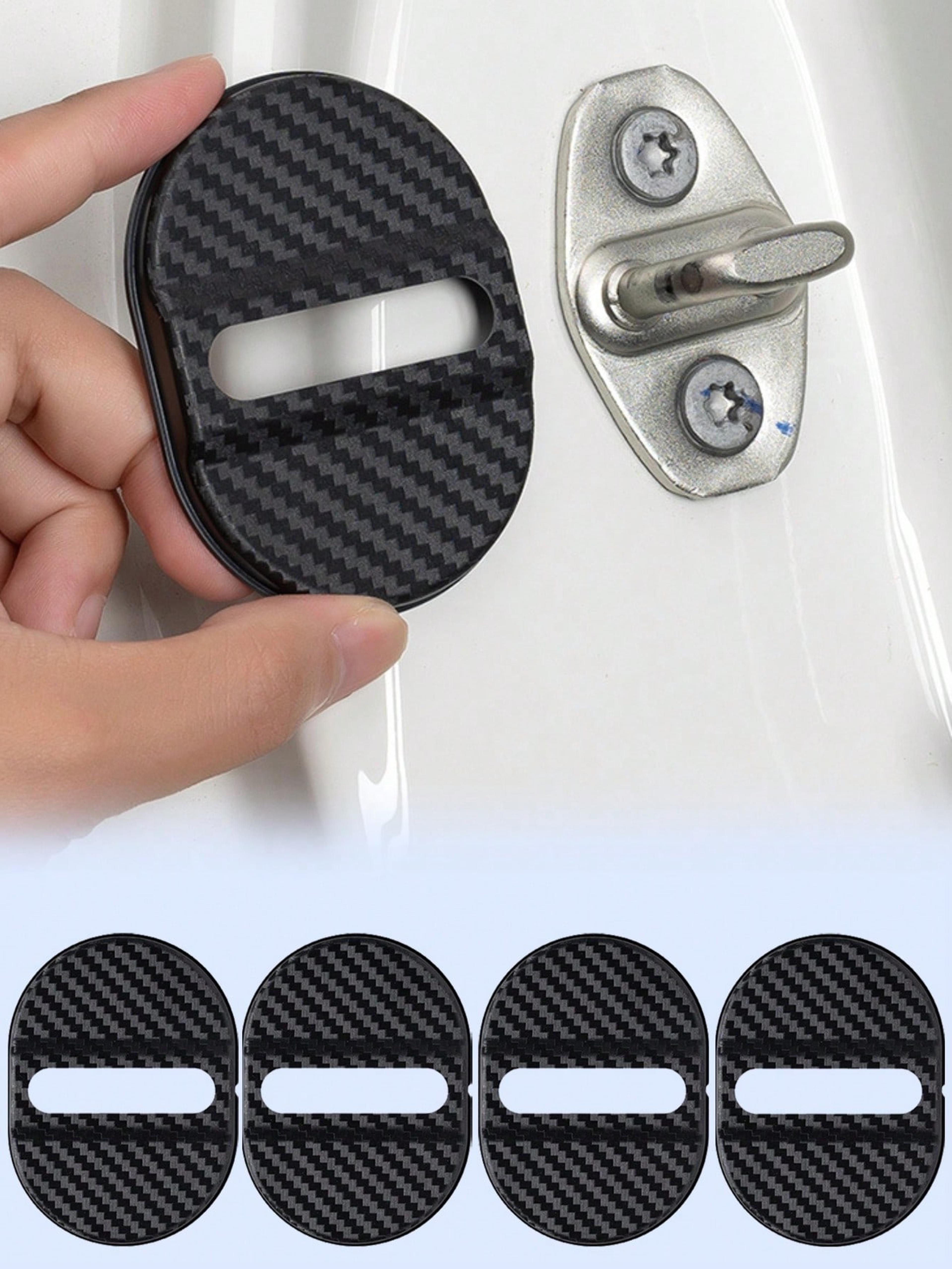 universal carbon fiber door lock protectors universal car door lock covers for shock & noise protection