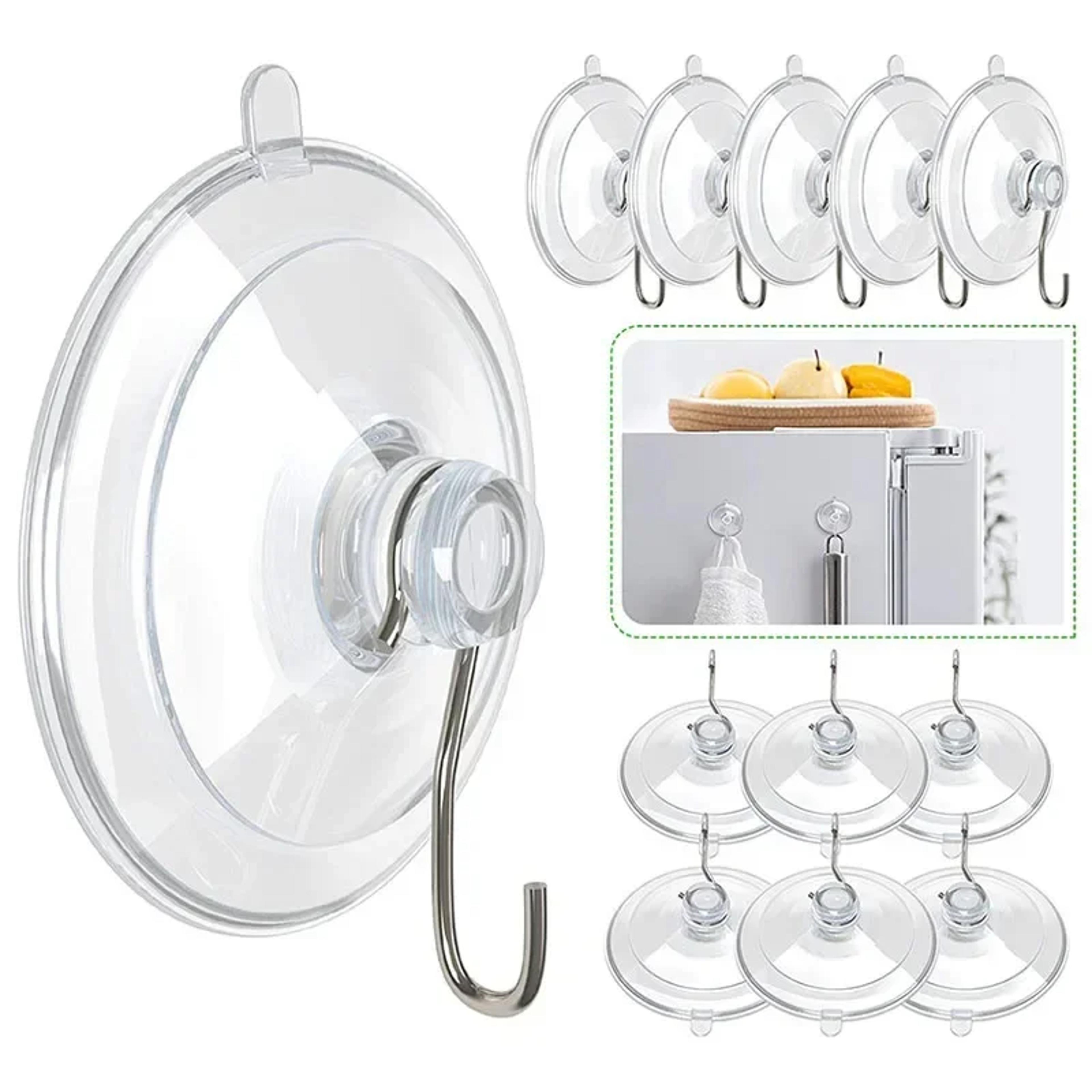 crystalgrip reusable suction cup hooks set for bathroom, kitchen & window organization