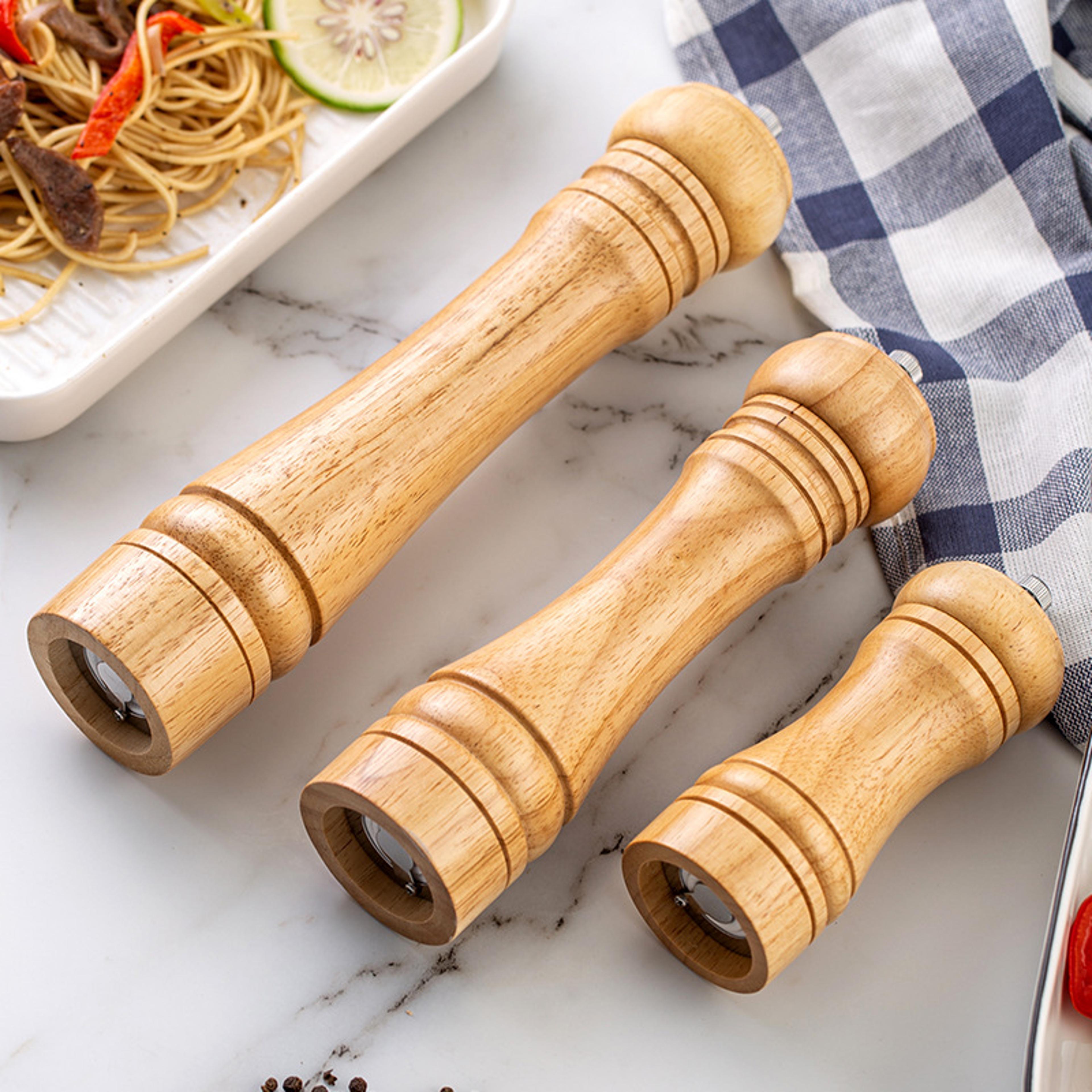 solid wood manual salt & pepper grinder set with adjustable ceramic grinder kitchen spice mills sets