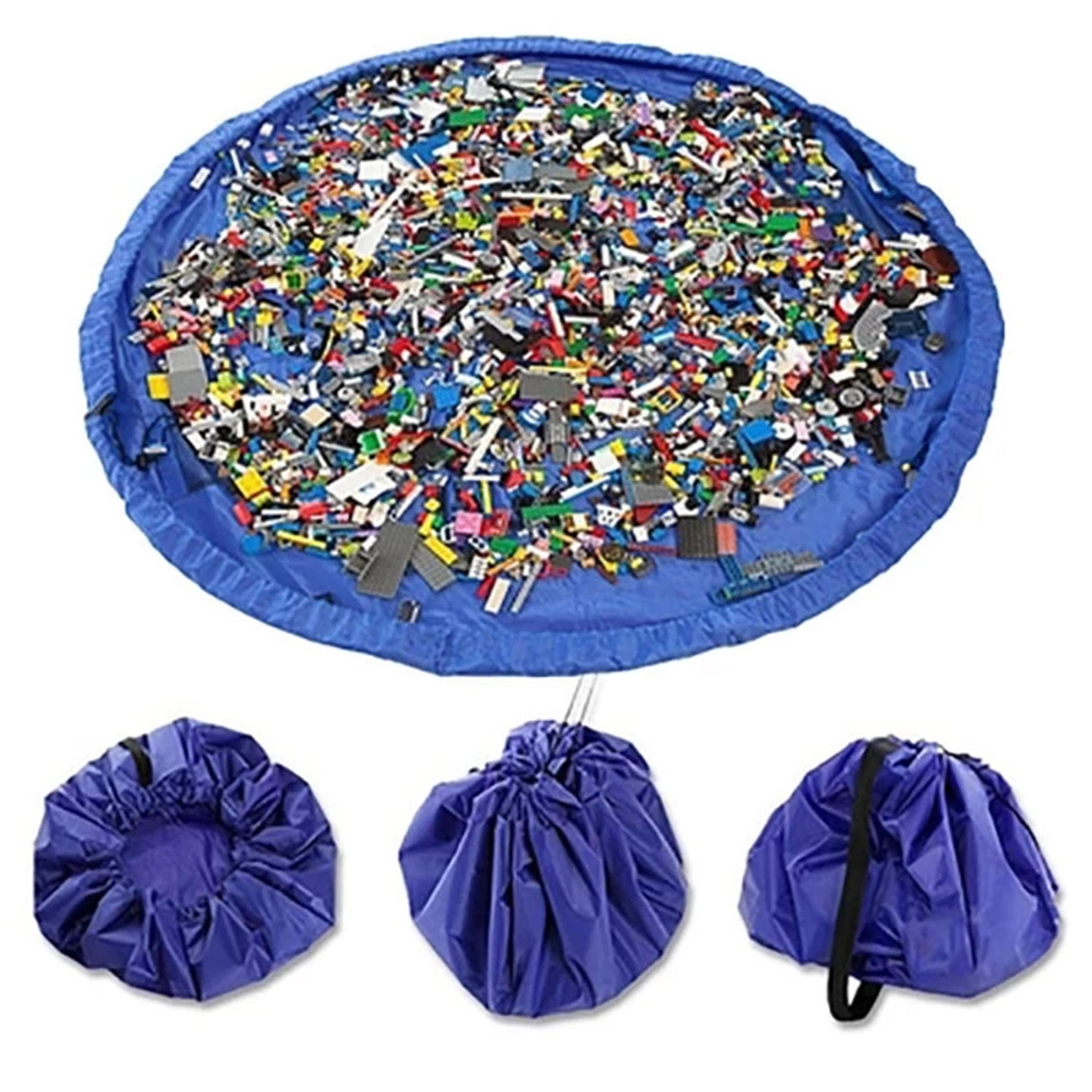 kids toy storage bag & play mat portable drawstring building block organizer