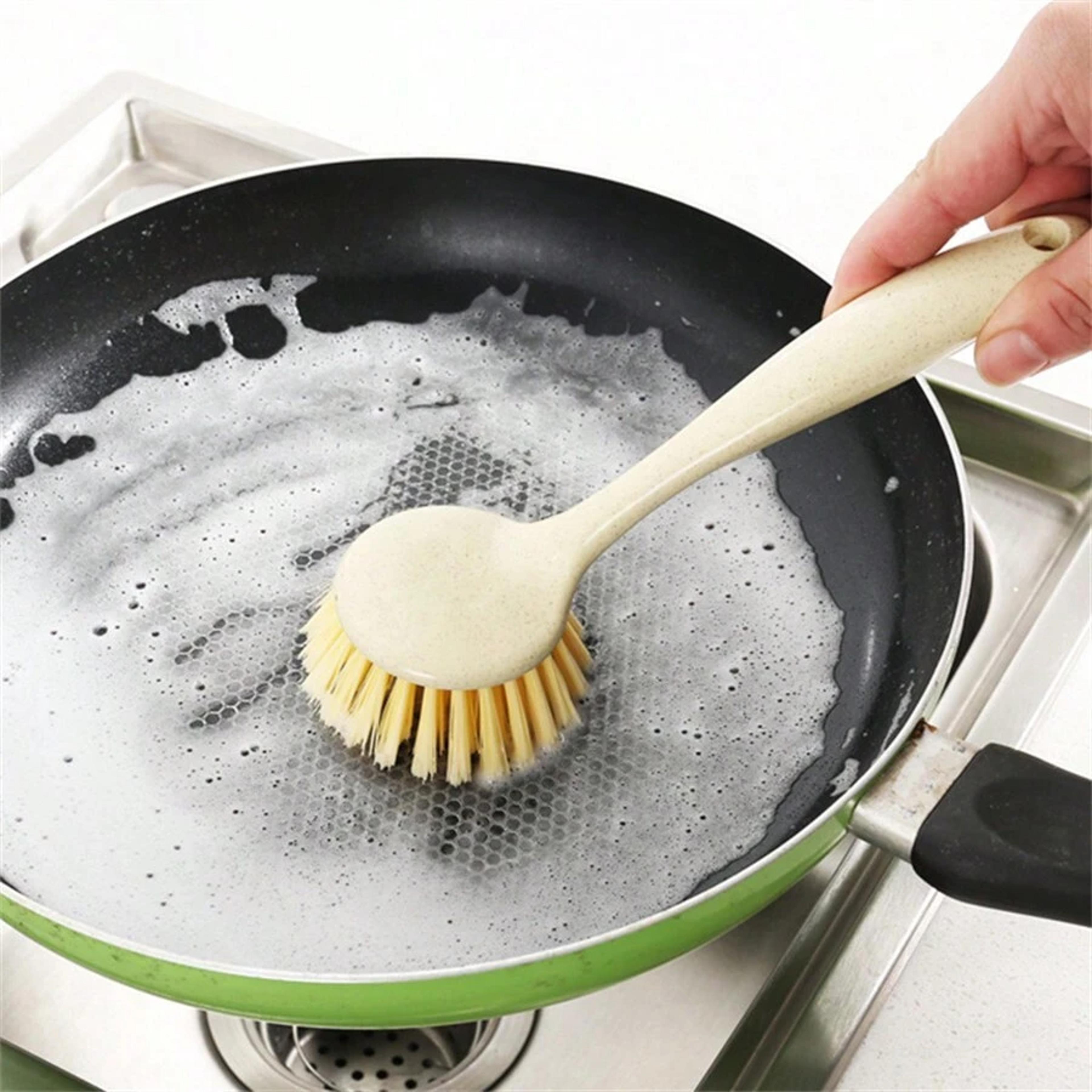 ultraclean long handle kitchen brush oil resistant pot & pan scrubbers