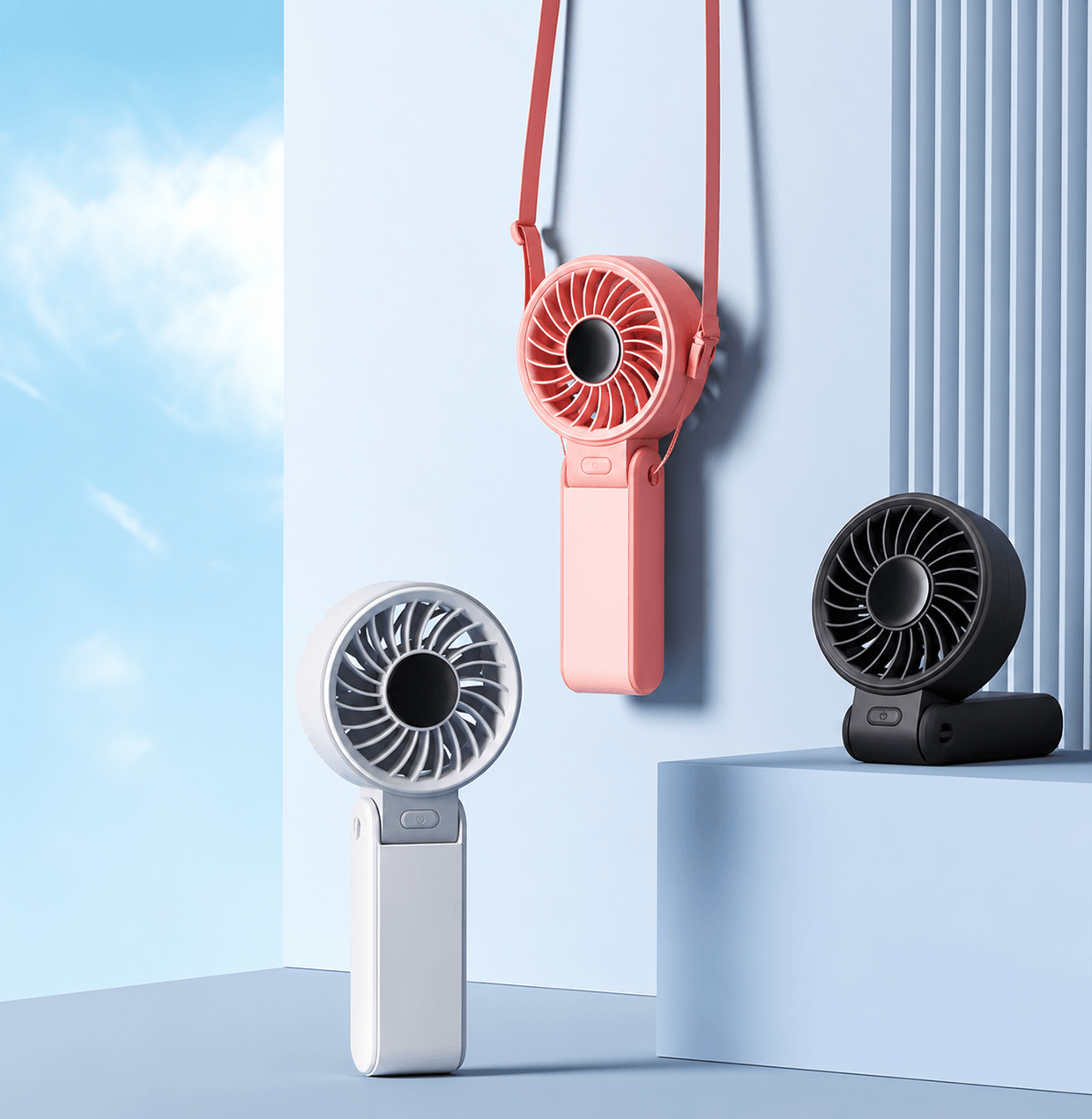 portable handheld fan with led display & rechargeable batterys