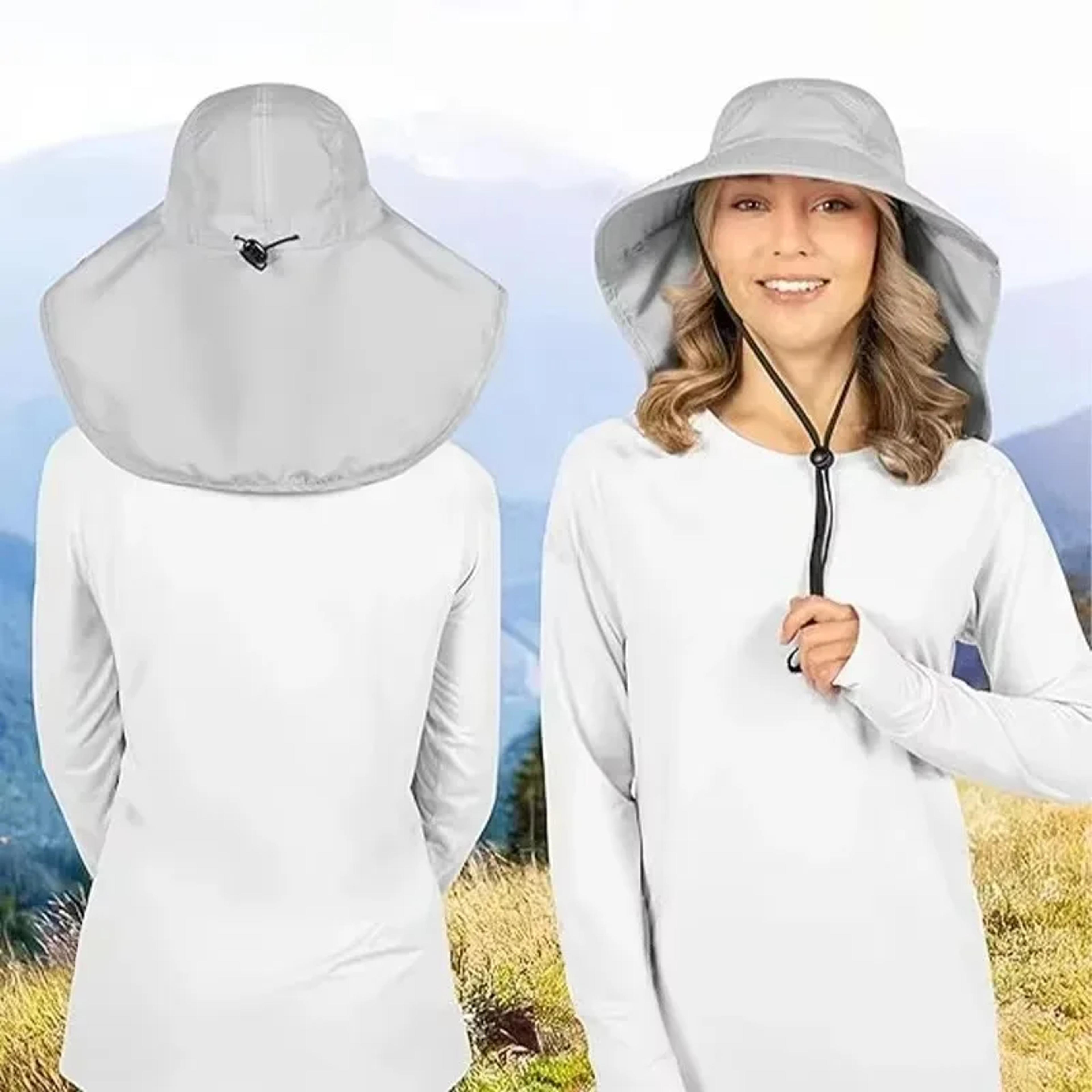 sunshield pro wide brim fishing hat with neck flap & uv protection for hiking and camping