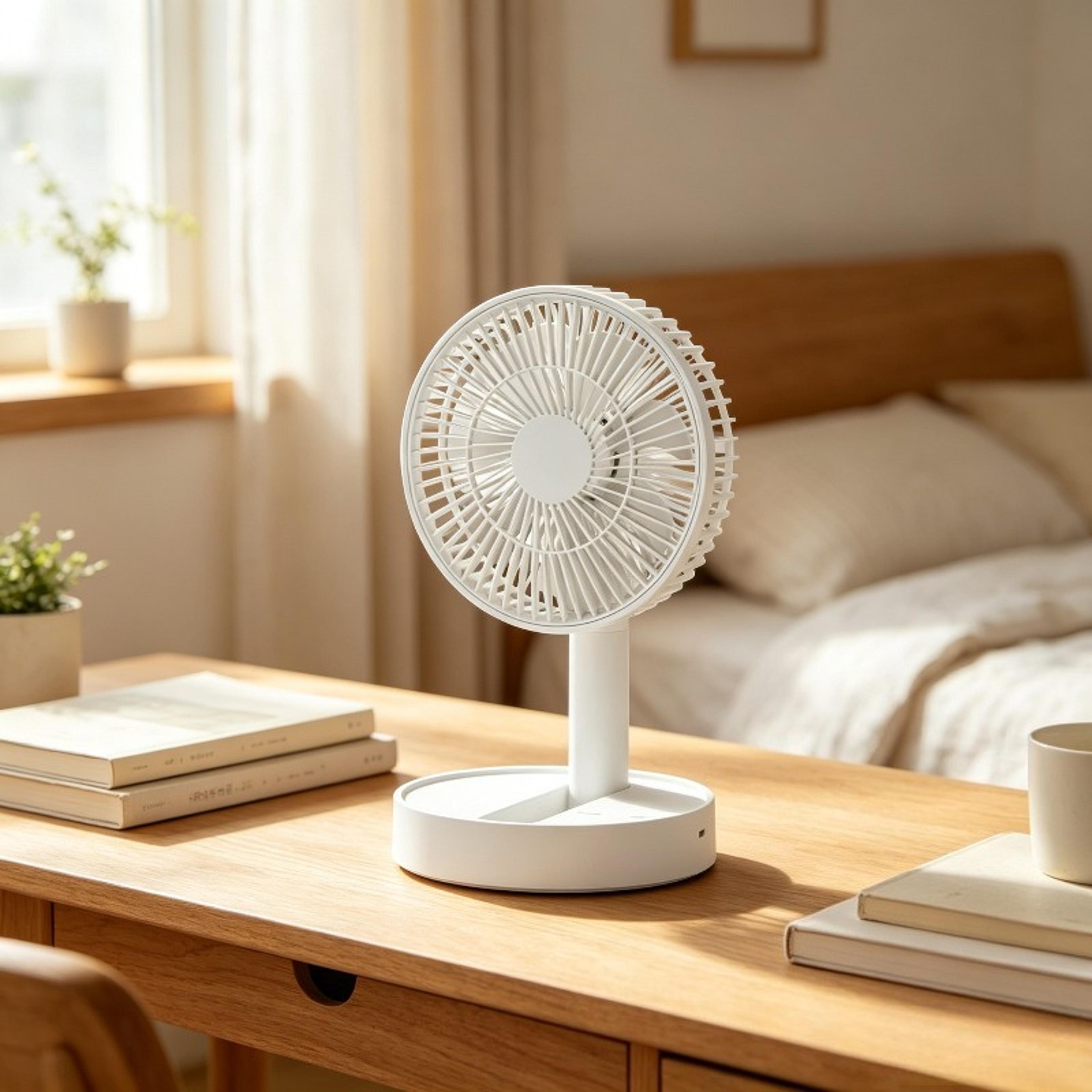 portable rechargeable usb foldable fan with speeds, timer & compact table designs