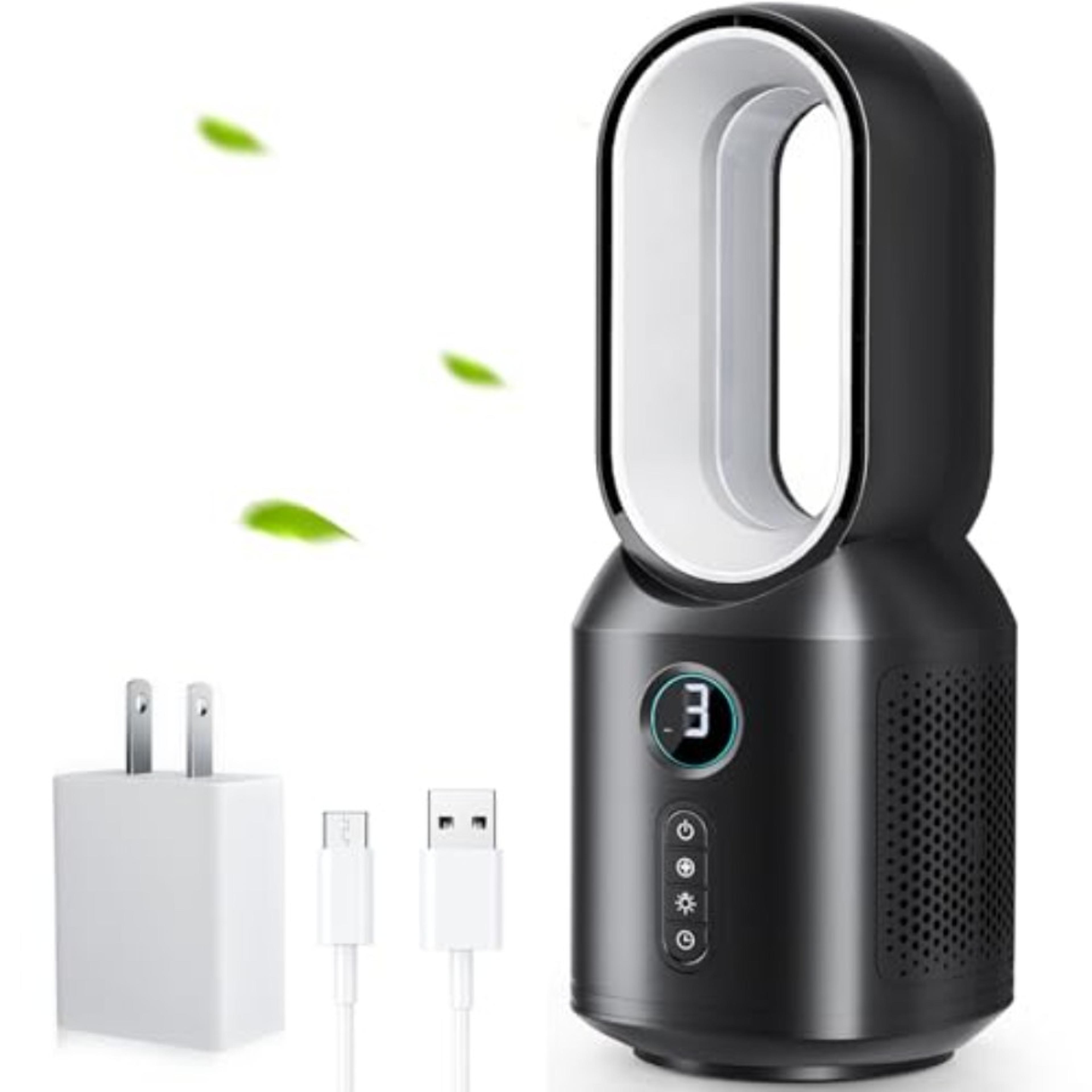 quiet bladeless desk fan with speeds & led night light