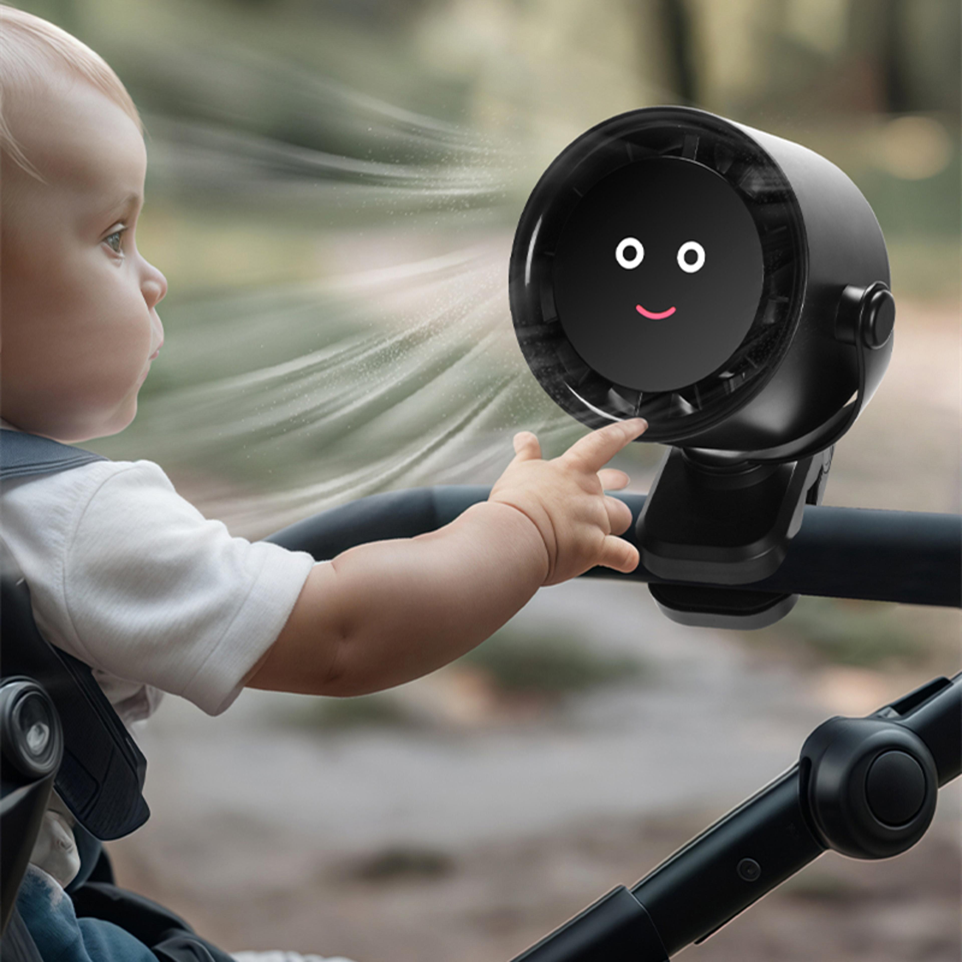 portable clip on stroller fan with display, rechargeable fan & baby stroller fan