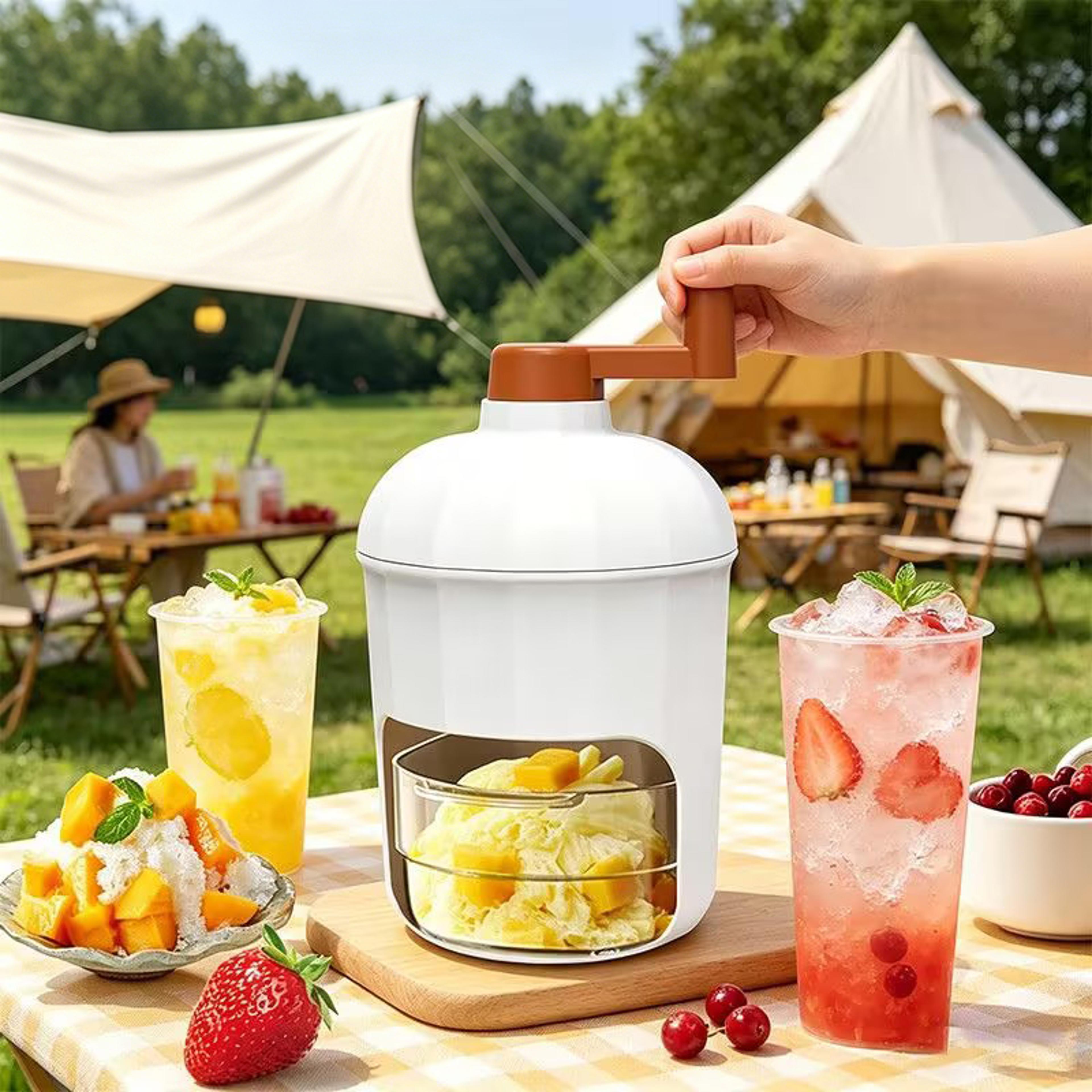 portable manual ice shaver & ice crusher for snow cones, slushies & camping