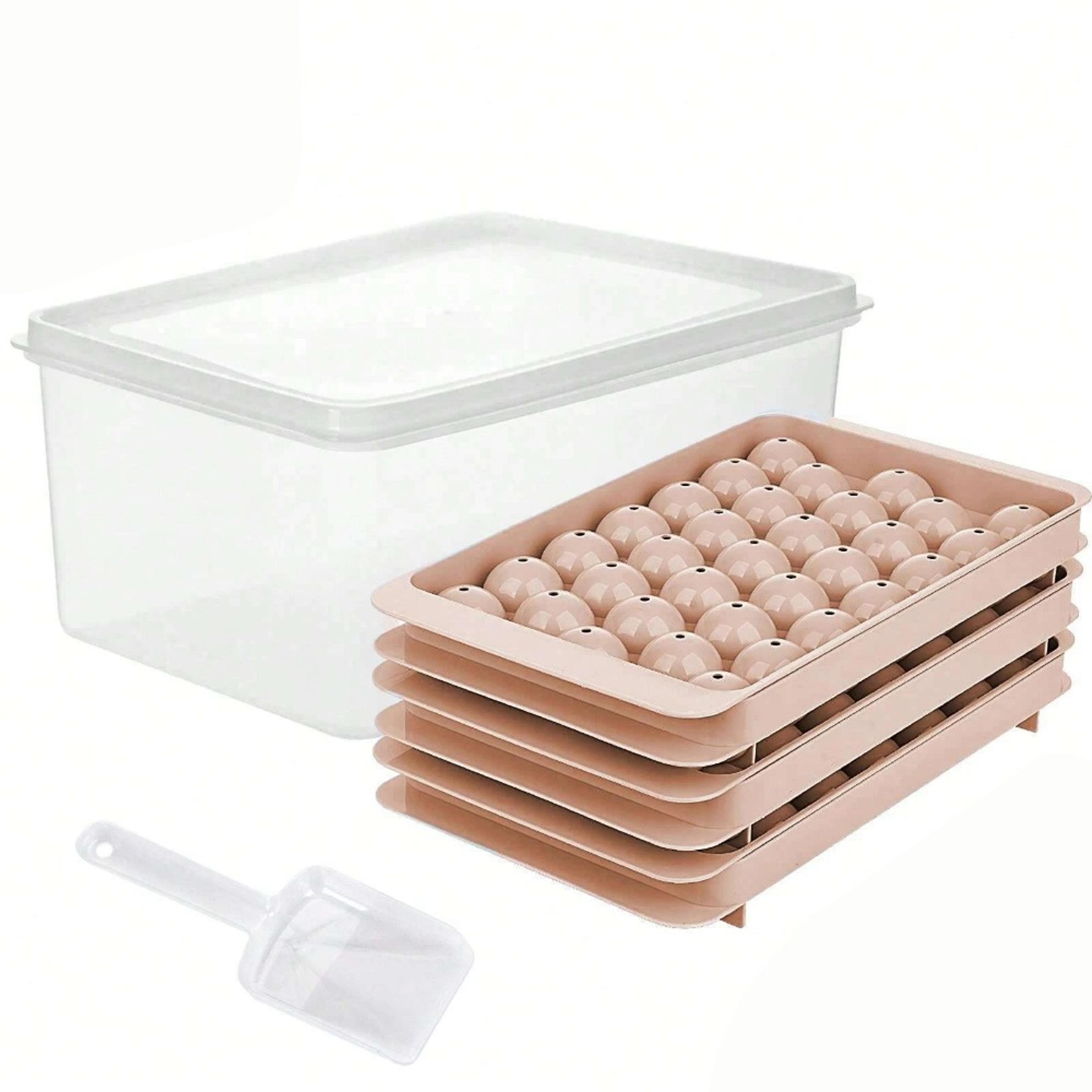 large capacity ice ball maker & storage box with scoop lid