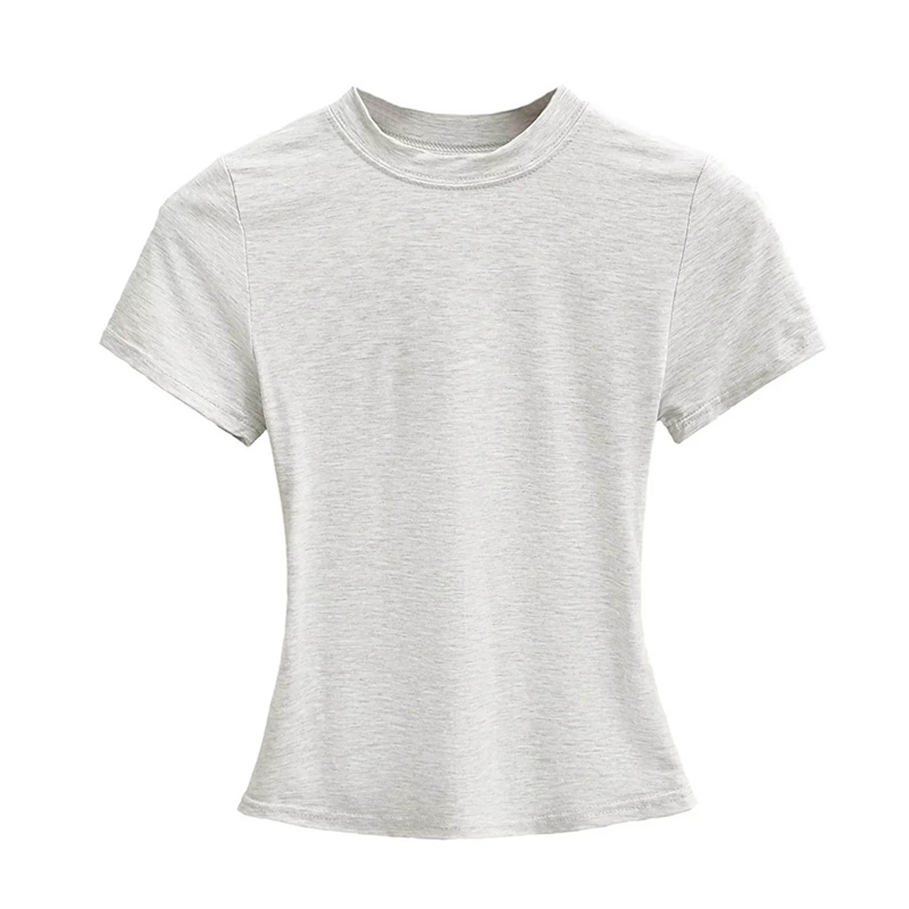 women's slim fit casual short sleeve solid crop t shirt fashion basic tee top