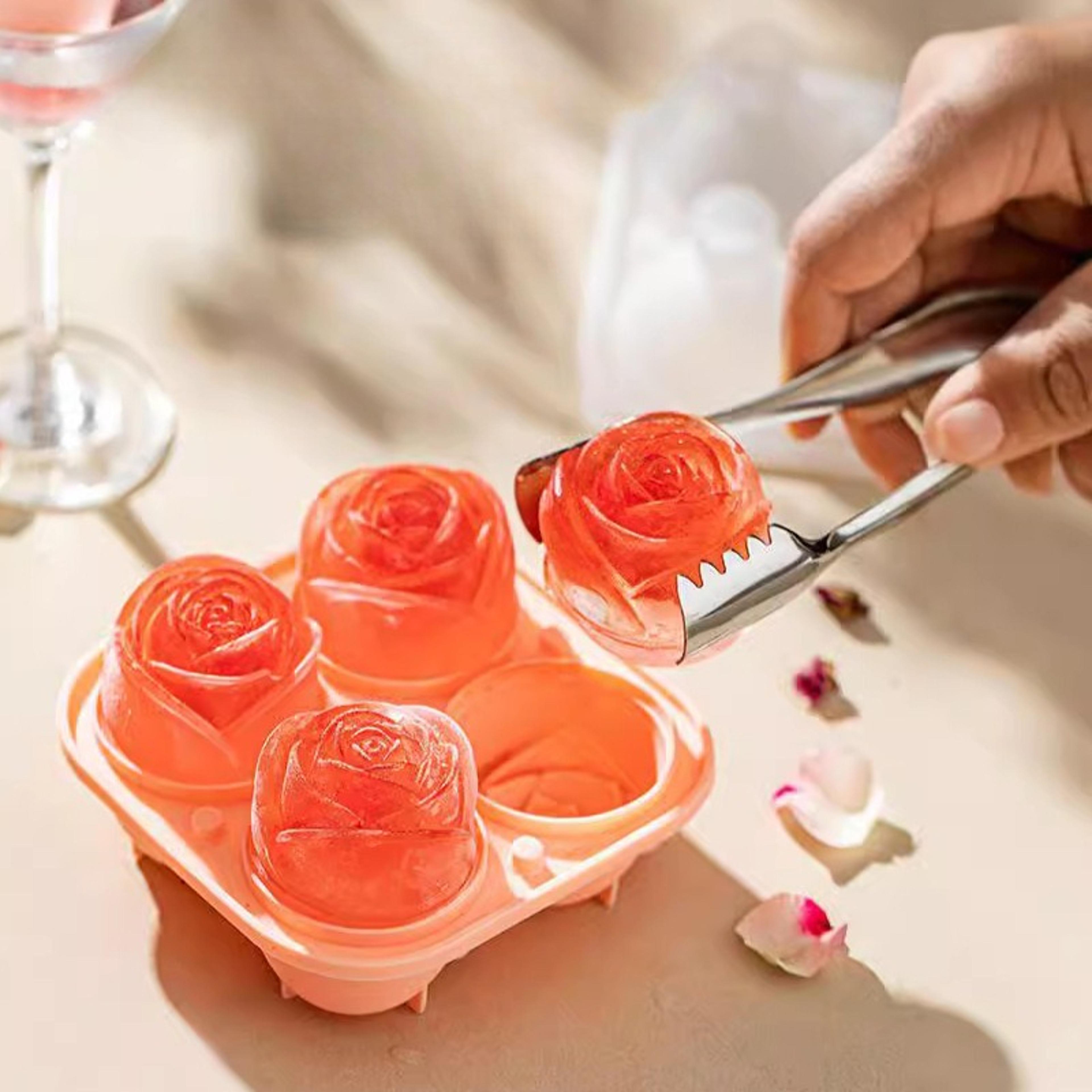 rose flower silicone whiskey ice ball maker mold large cocktail ice cube tray reusable bar tool