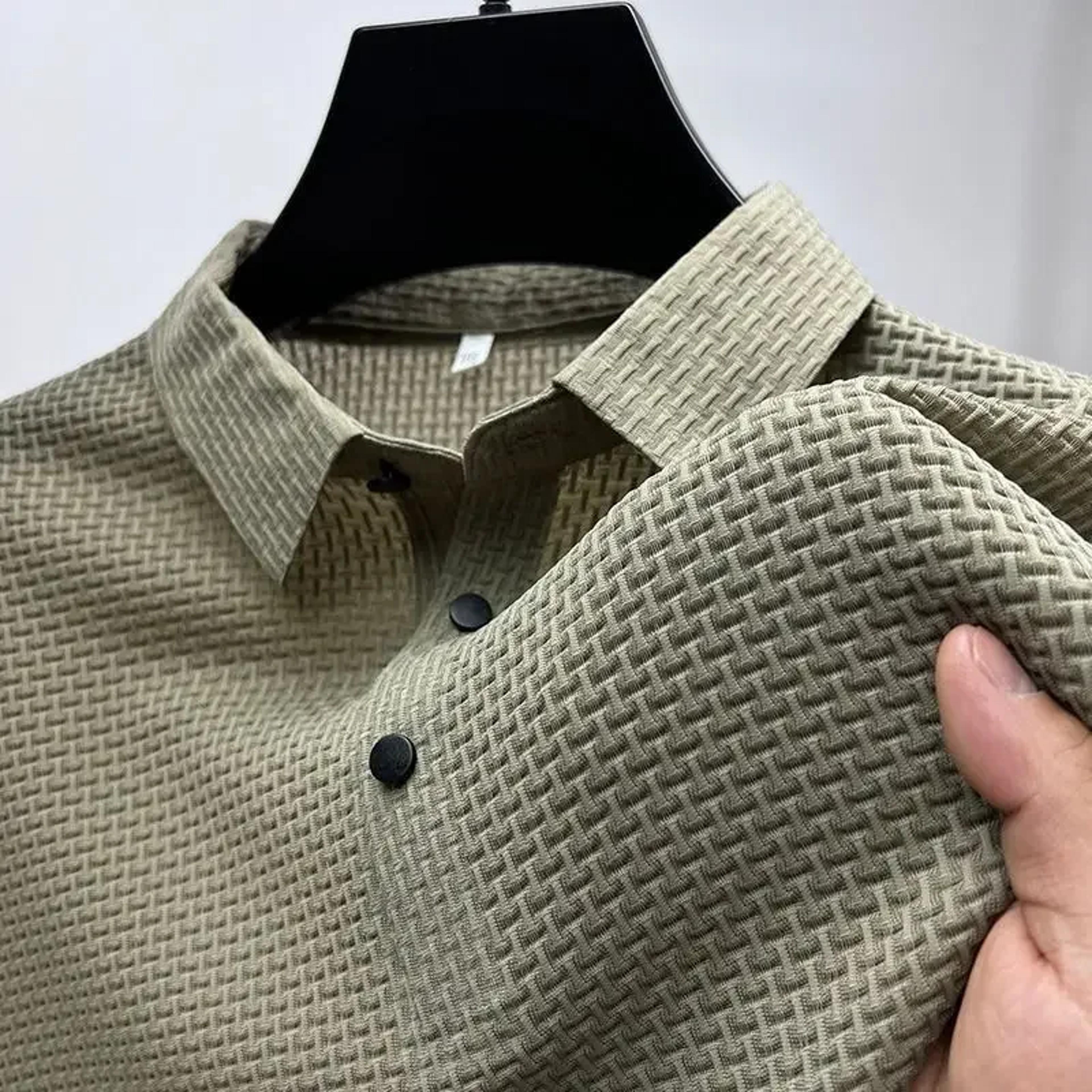 men's ice silk breathable polo shirt hollow knit business casual tee