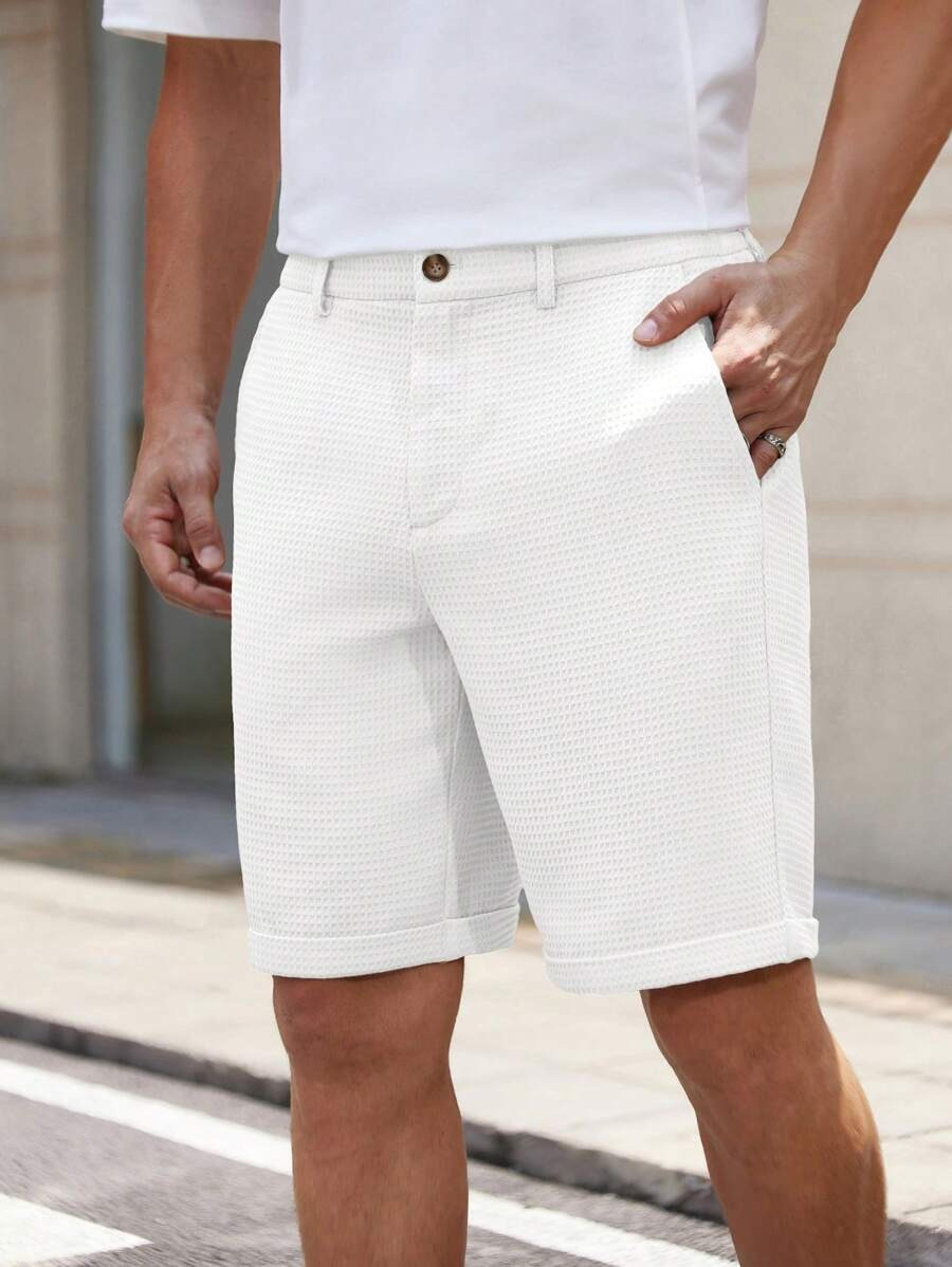 men's waffle texture casual shorts slim fit summer outdoor short