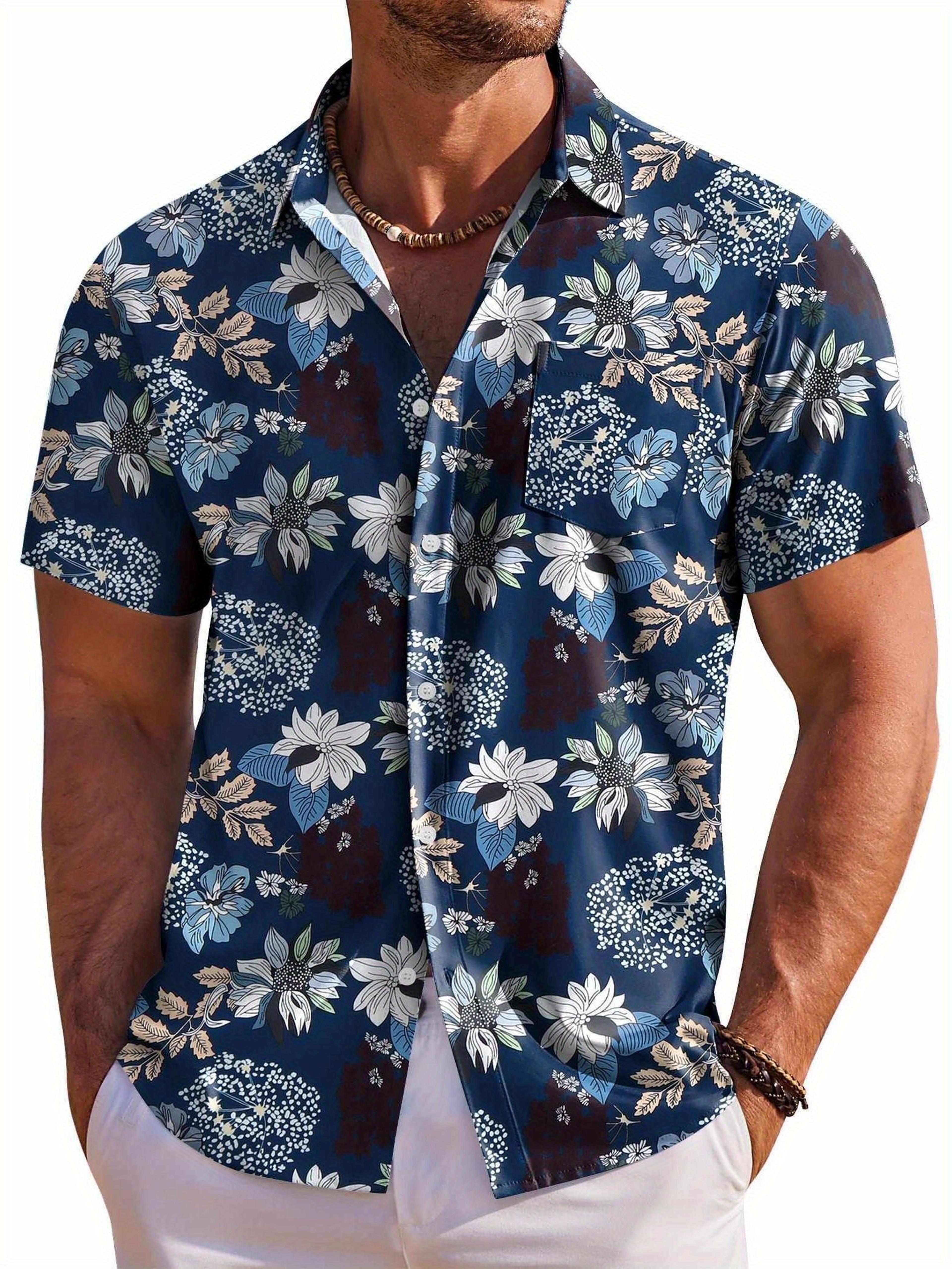 coastal bloom hawaiian floral button down shirt for mens