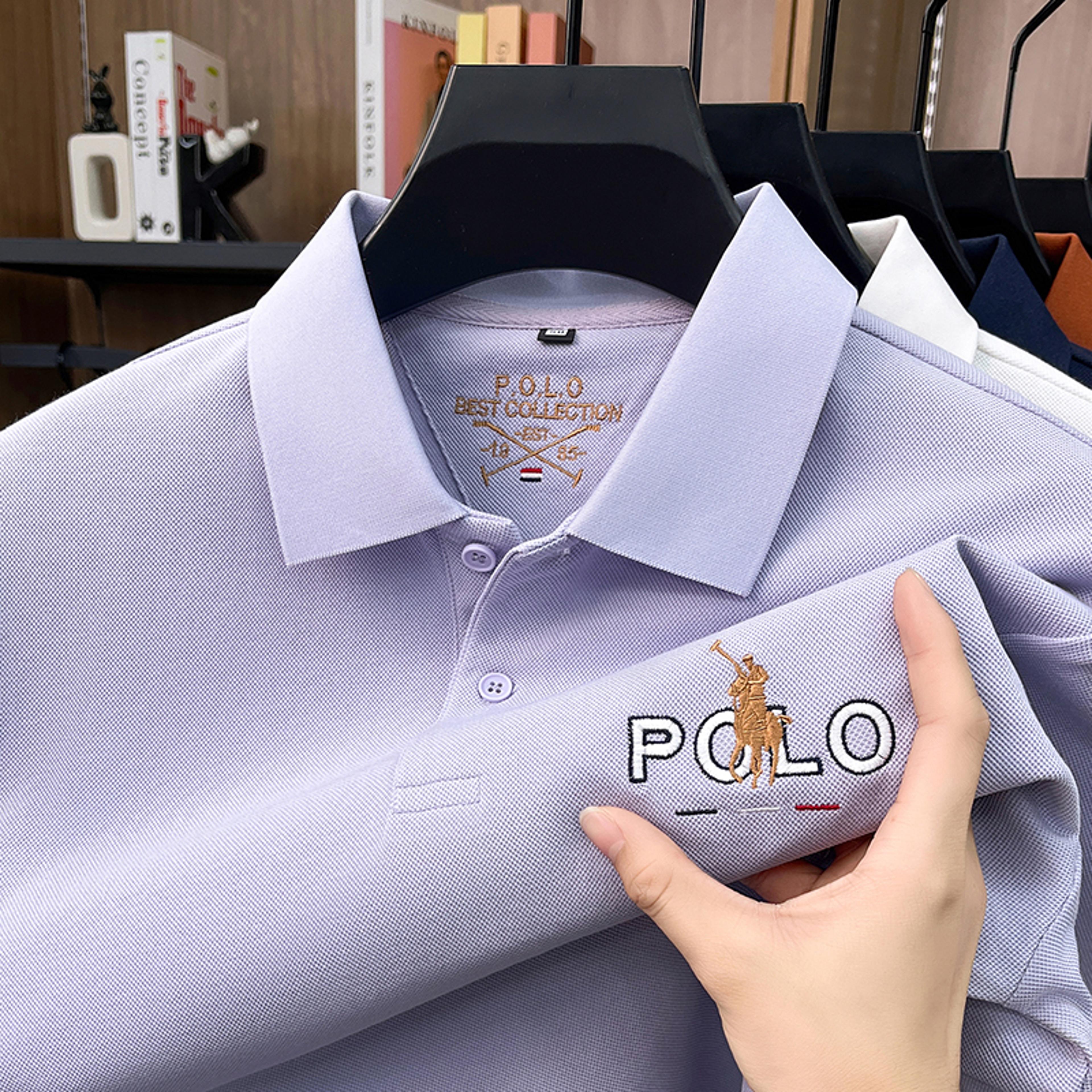 prestige cotton business casual polo shirt for men with embroidered pony