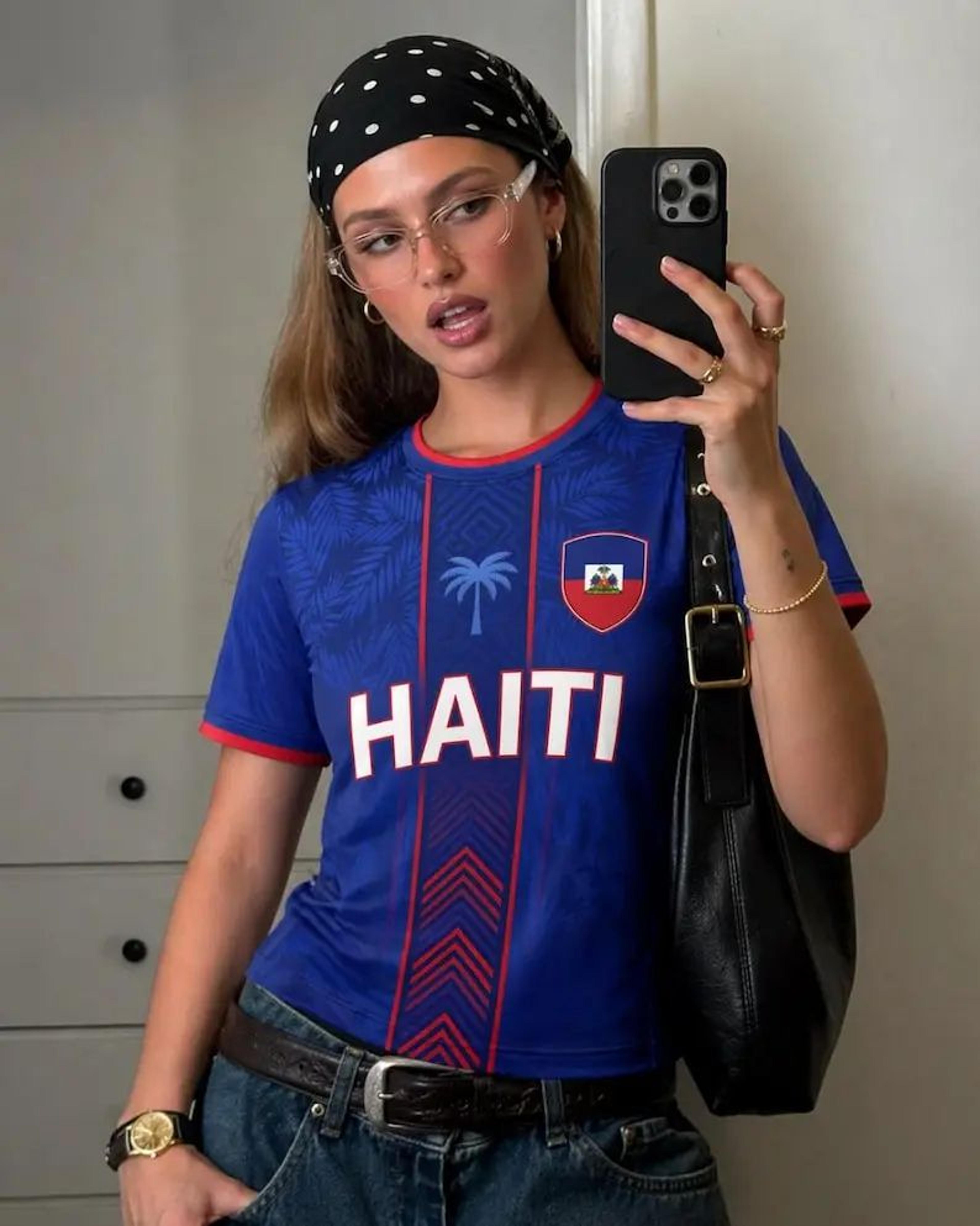 haiti pride women's retro soccer jersey tee breathable haiti flag soccer jersey streetwear