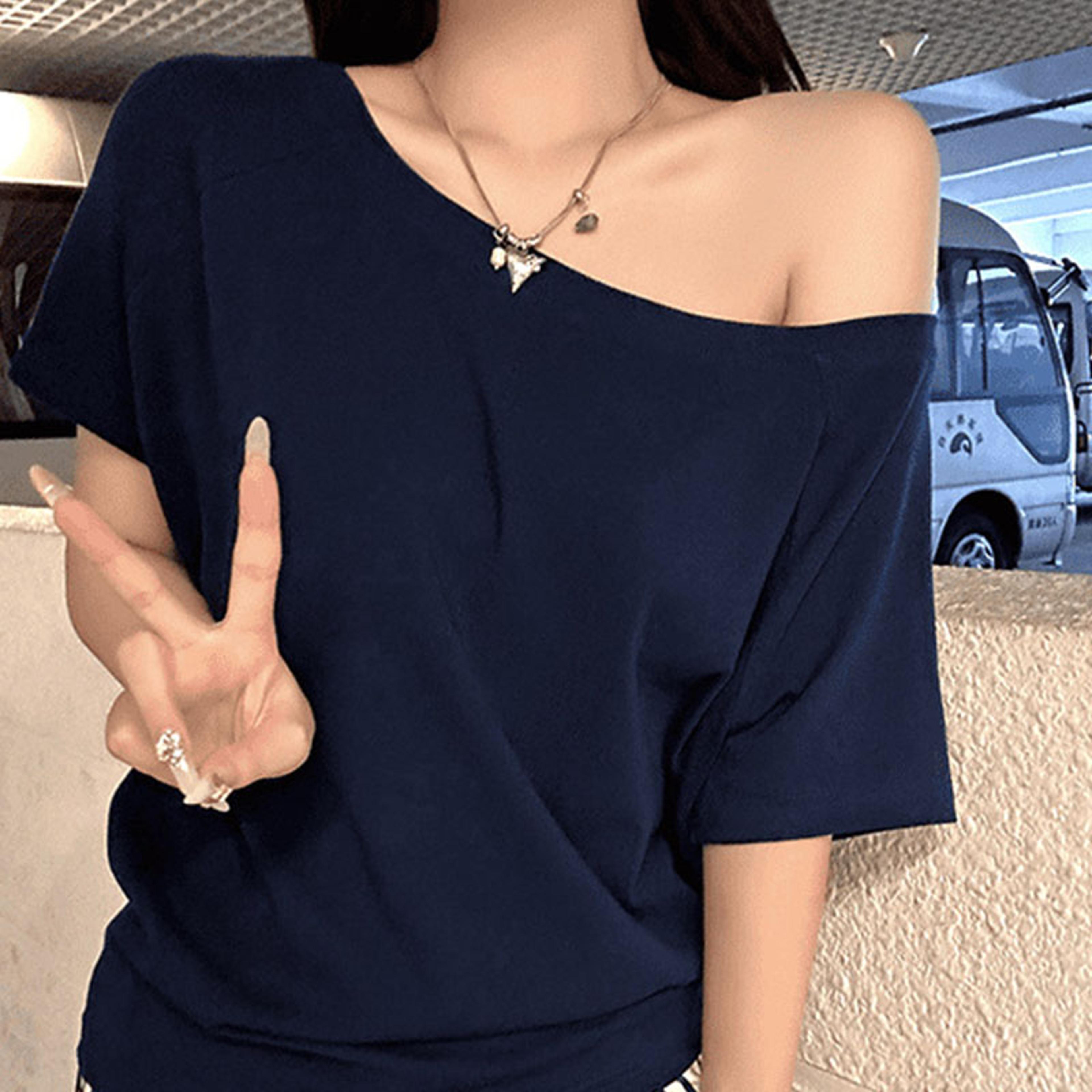 asymmetrical off shoulder slim fit t shirt for women casual street style summer tee