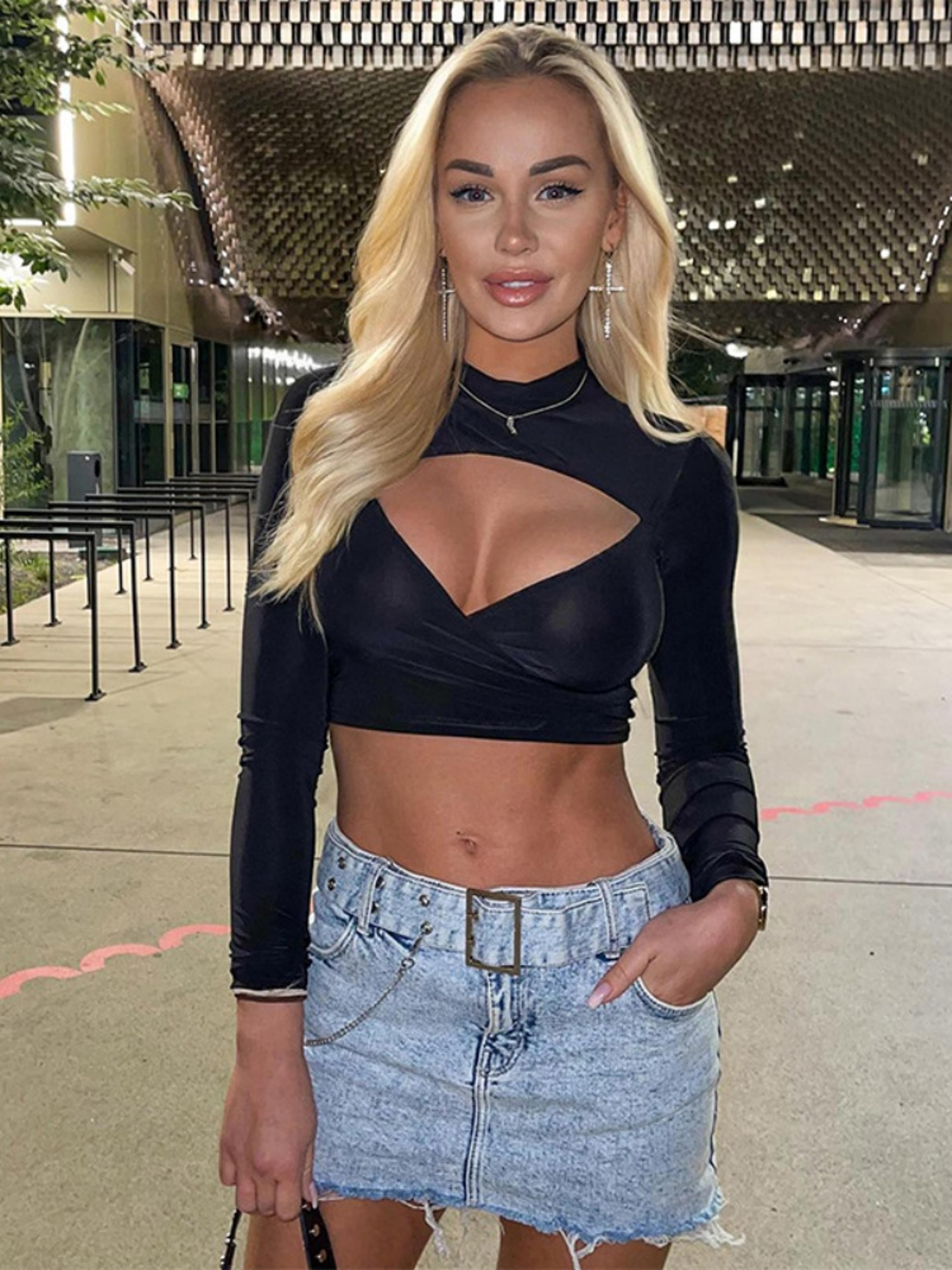 hollow out long sleeve crop top for women slim fit streetwear fashion