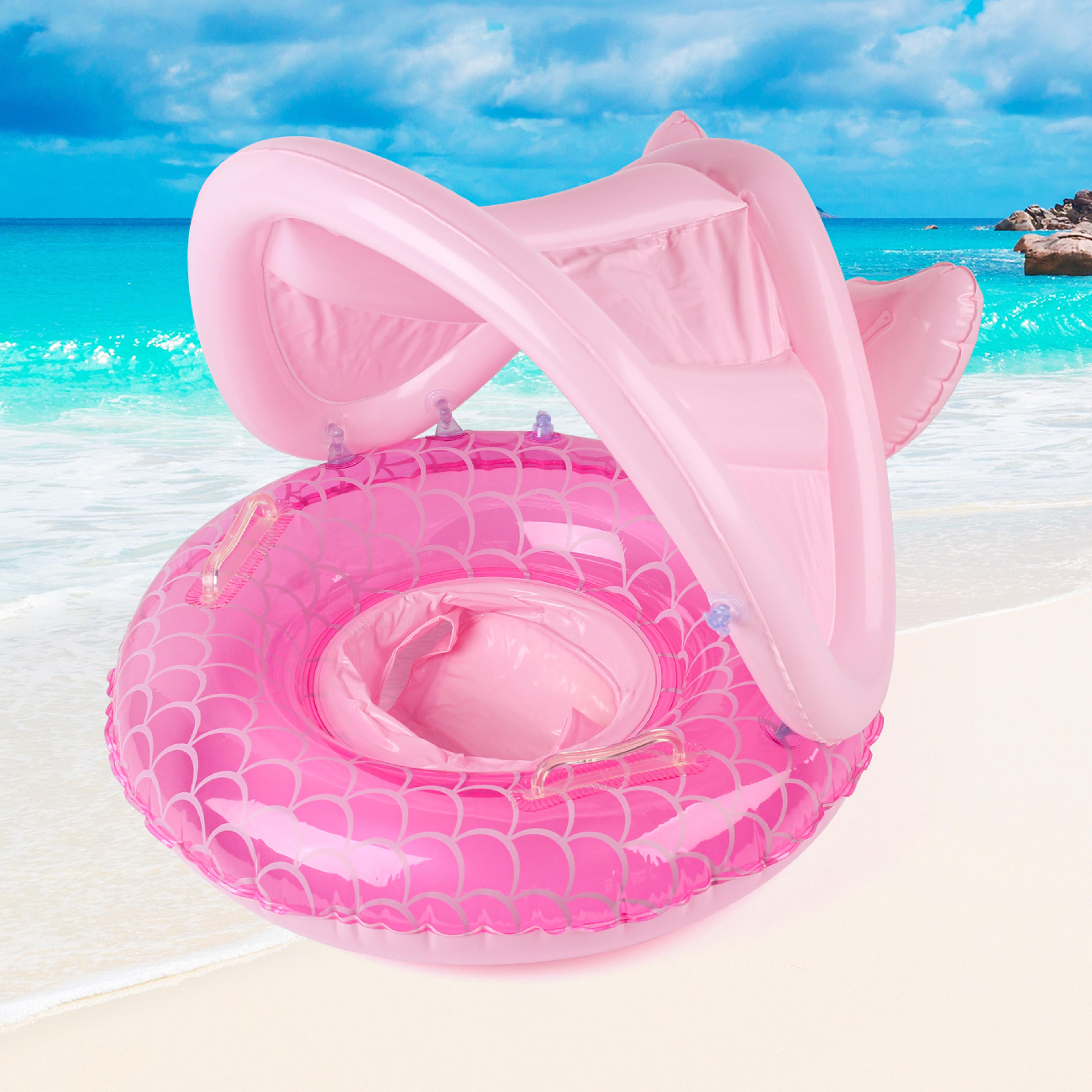 sunshield baby pool float with safety seat & canopy
