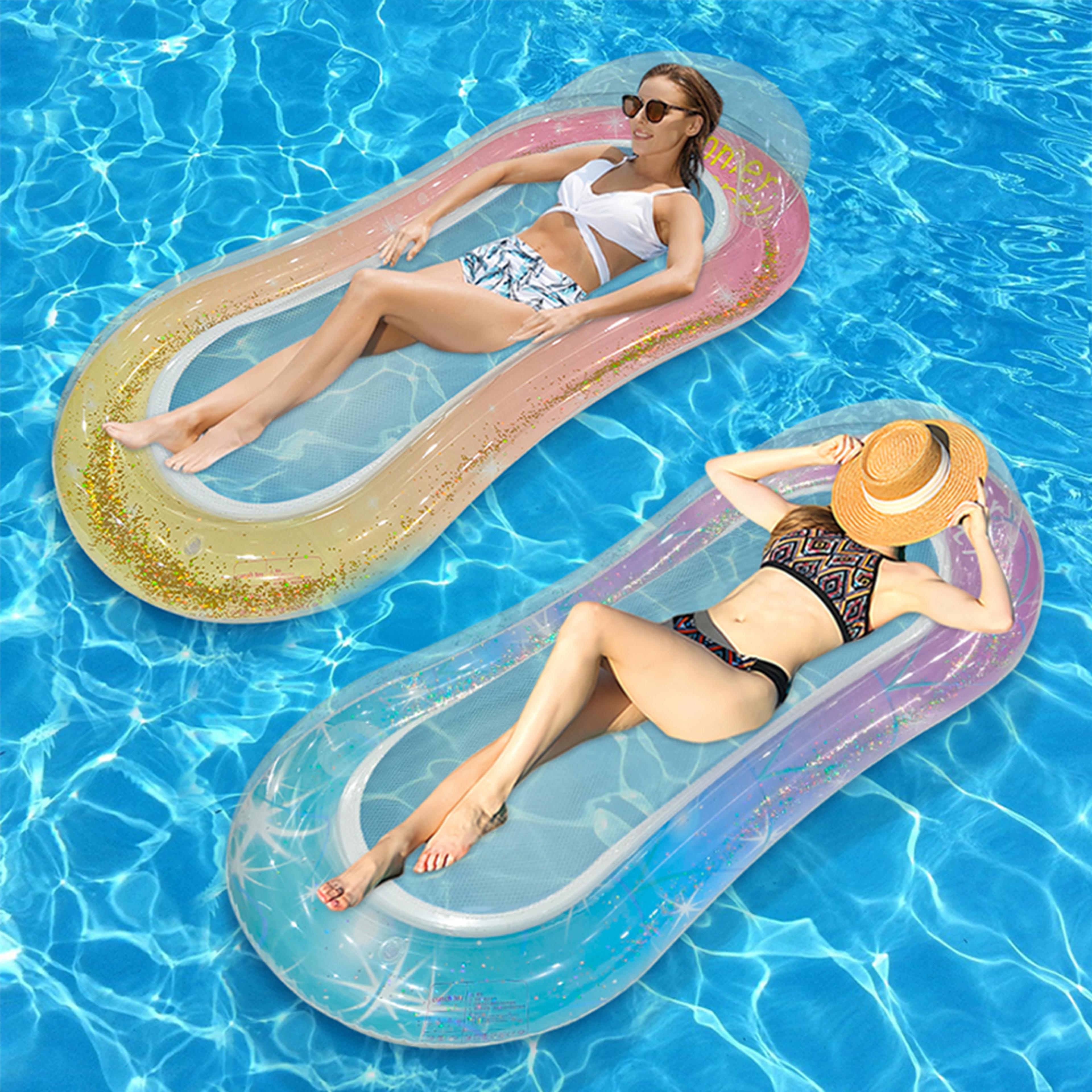 inflatable pool lounge chair float for adults with backrest
