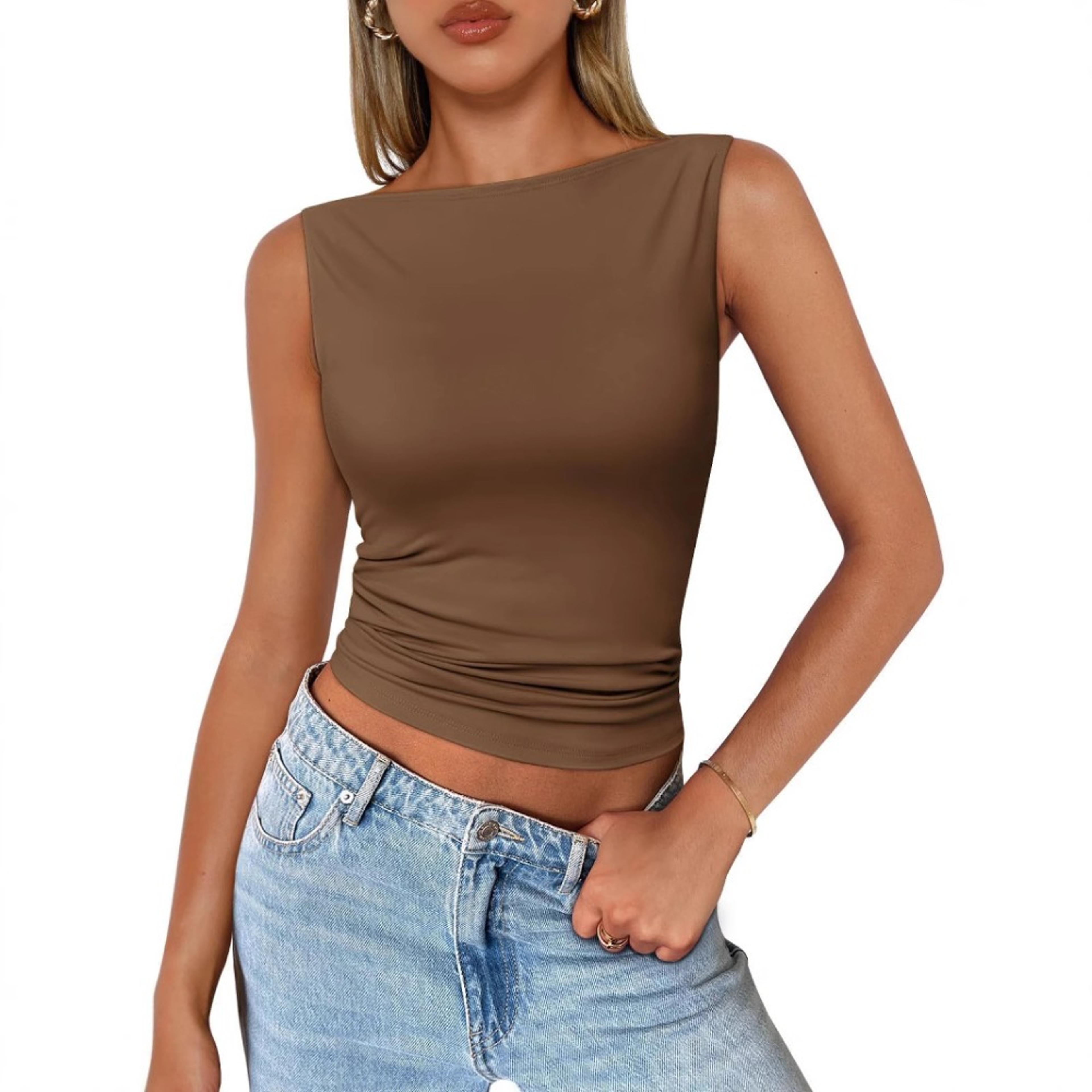 slim fit sleeveless tank top for women trendy summer crop vests