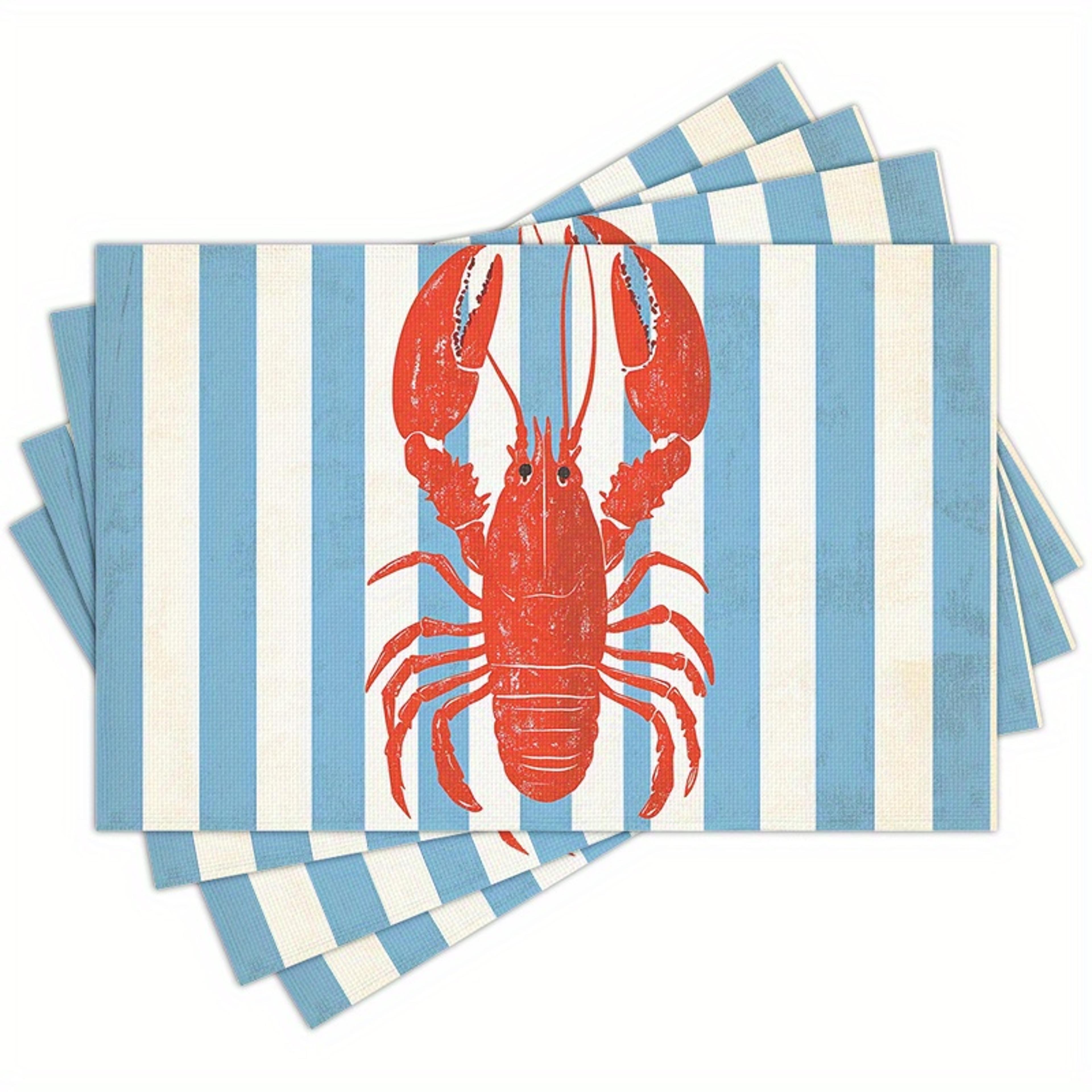 coastal lobster placemats set of washable nautical table mats for beach house dining