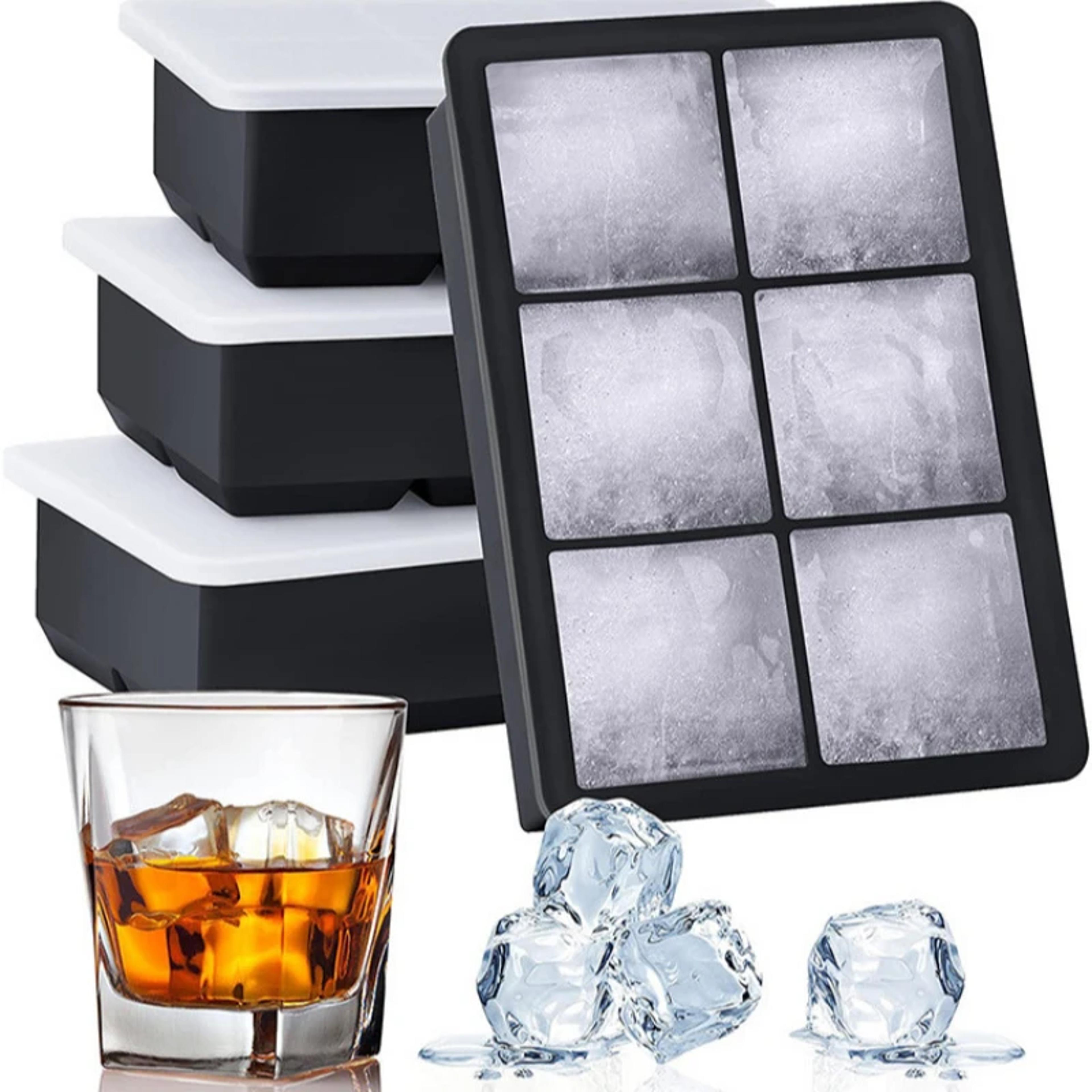 large silicone ice cube tray grid whiskey ice mold for drinks & bar use