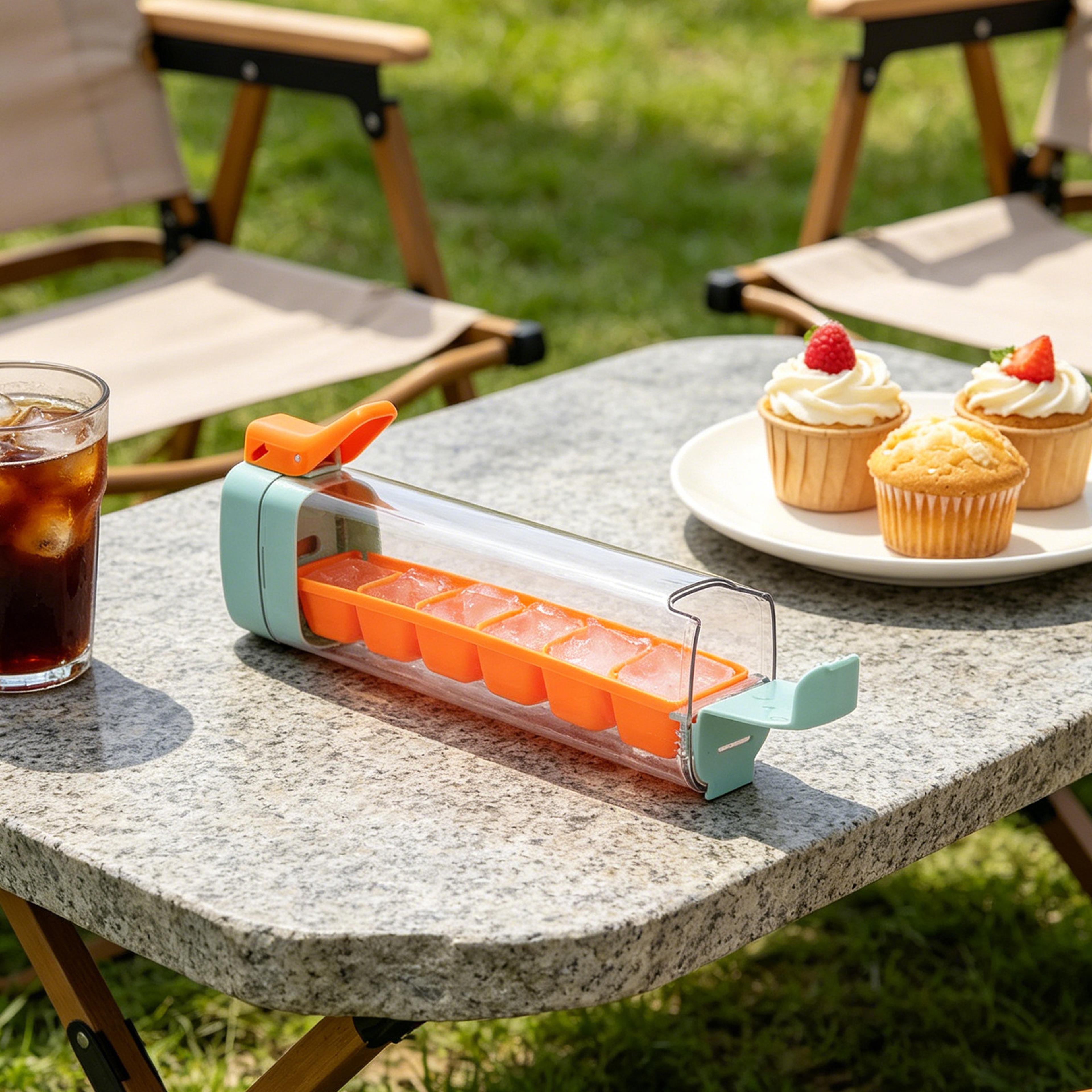 press type silicone ice cube tray with lid stackable easy release freezer ice mold for cocktail uses