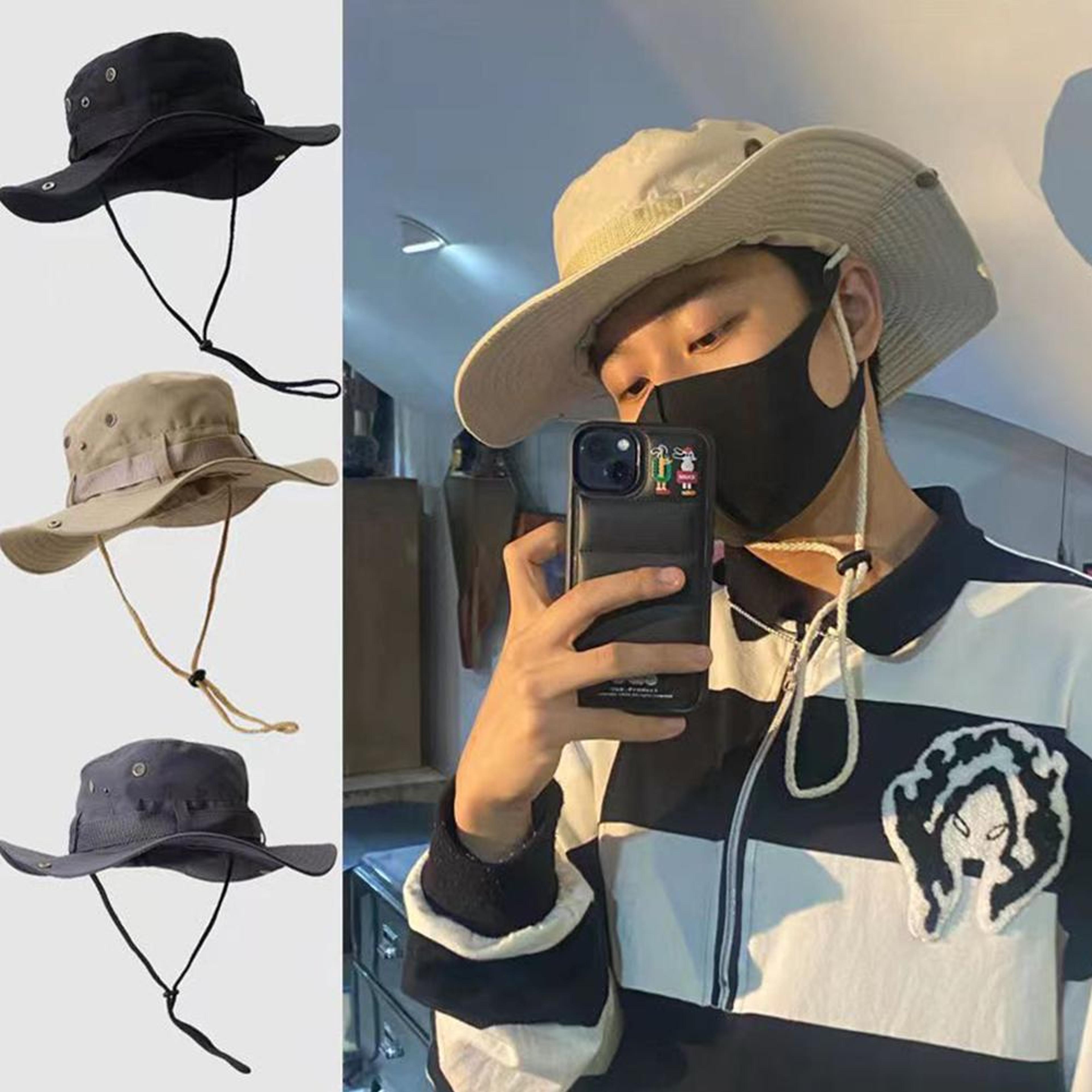 mens protection bucket hat wide brim mesh safari fishing sun hat for outdoor beach hiking