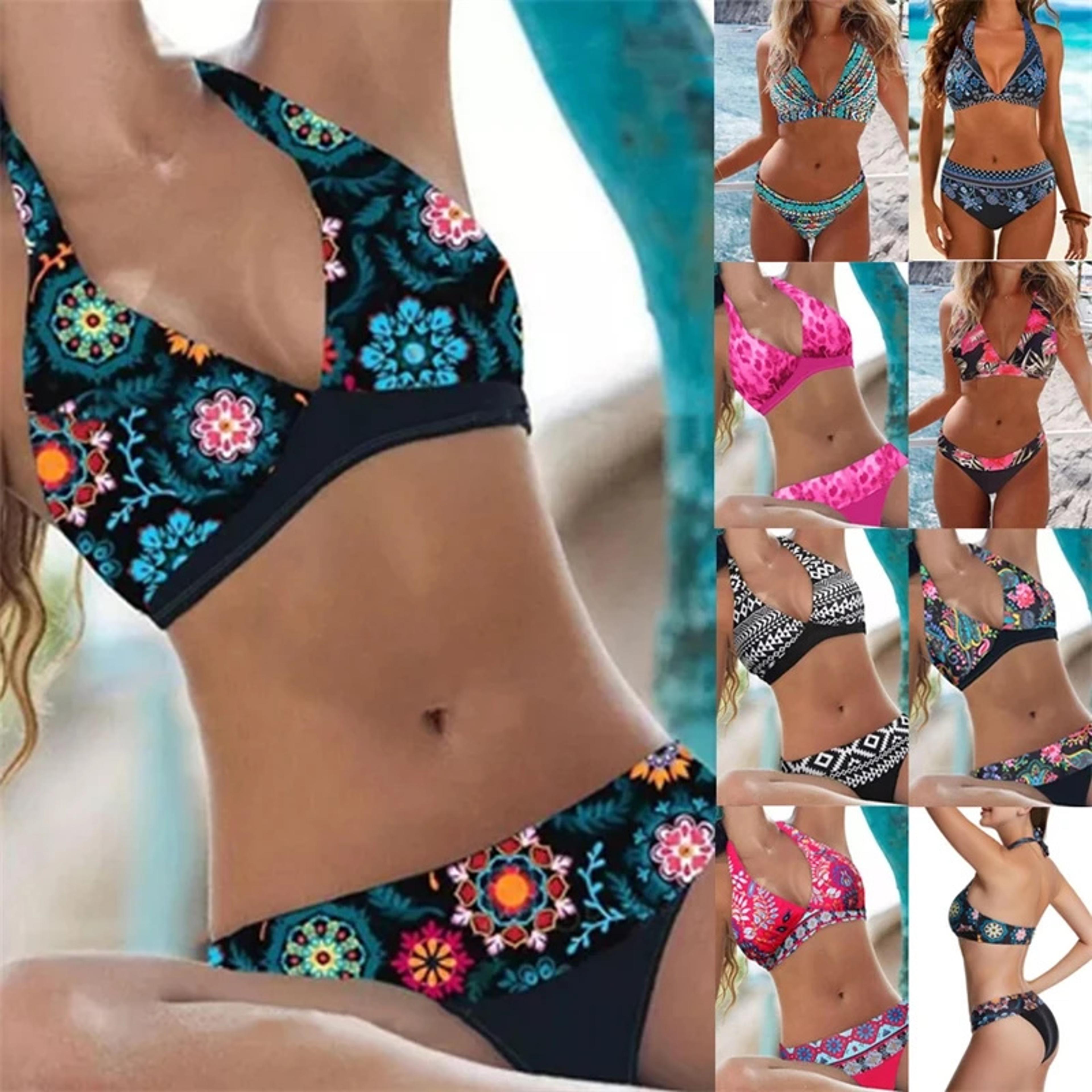 boho ethnic print two piece bikini set for women summer beach & pool swimwears