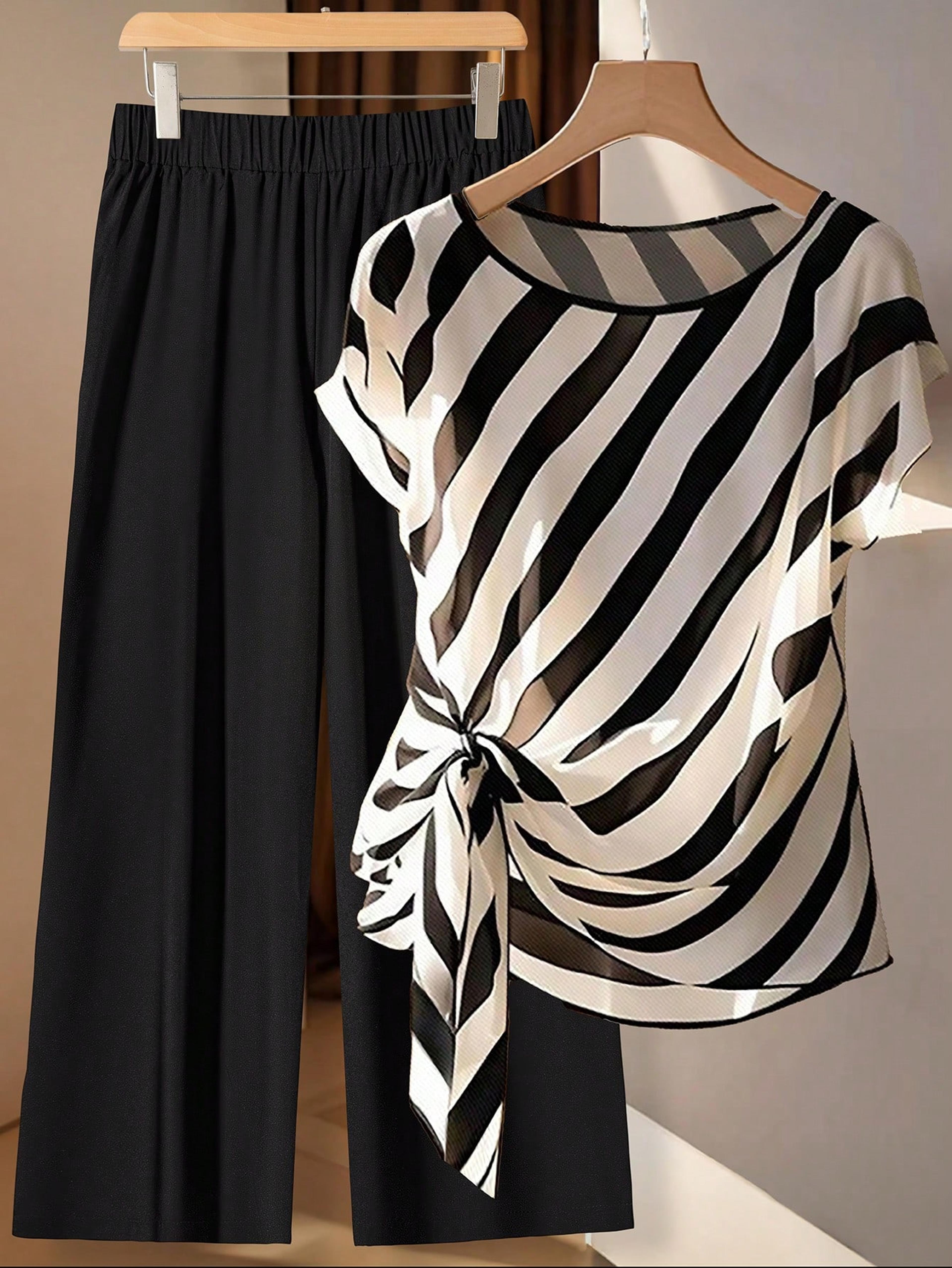 breezy bow pleated striped tank top for women summer casual sleeveless blouse