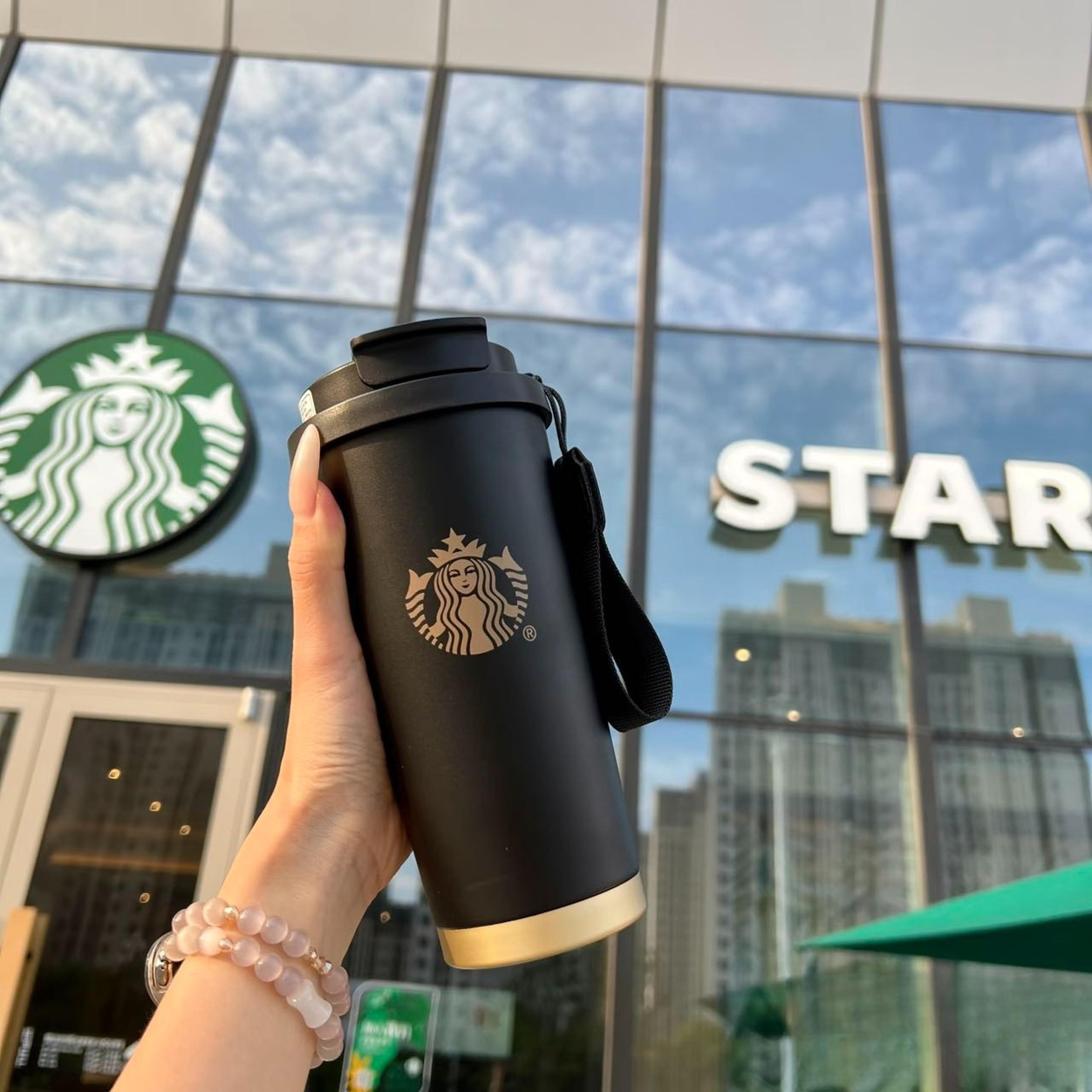 starbucks black stainless steel travel thermos mug vacuum insulated coffee bottle
