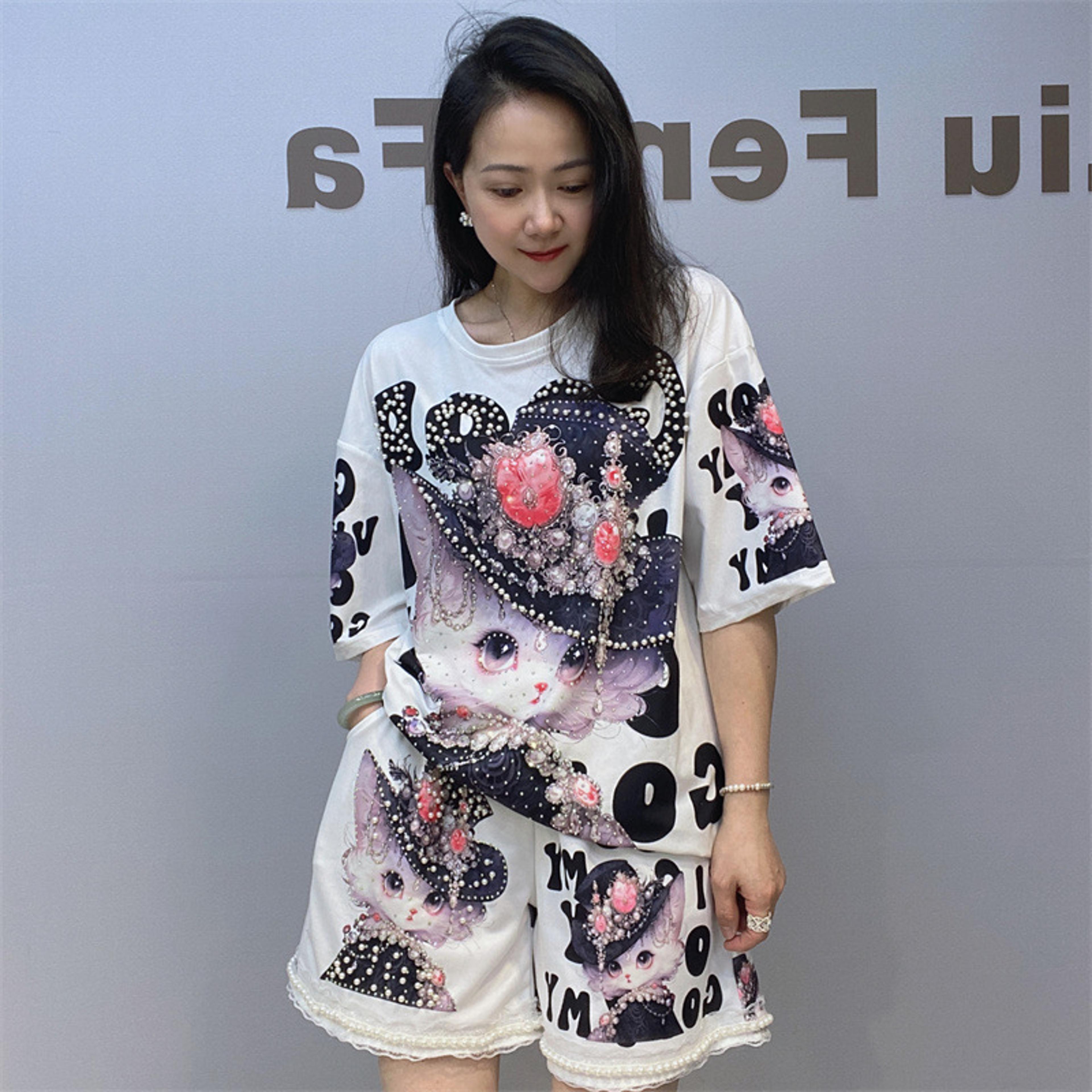 cartoon sparkle lounge set for women women set summer shorts outfit
