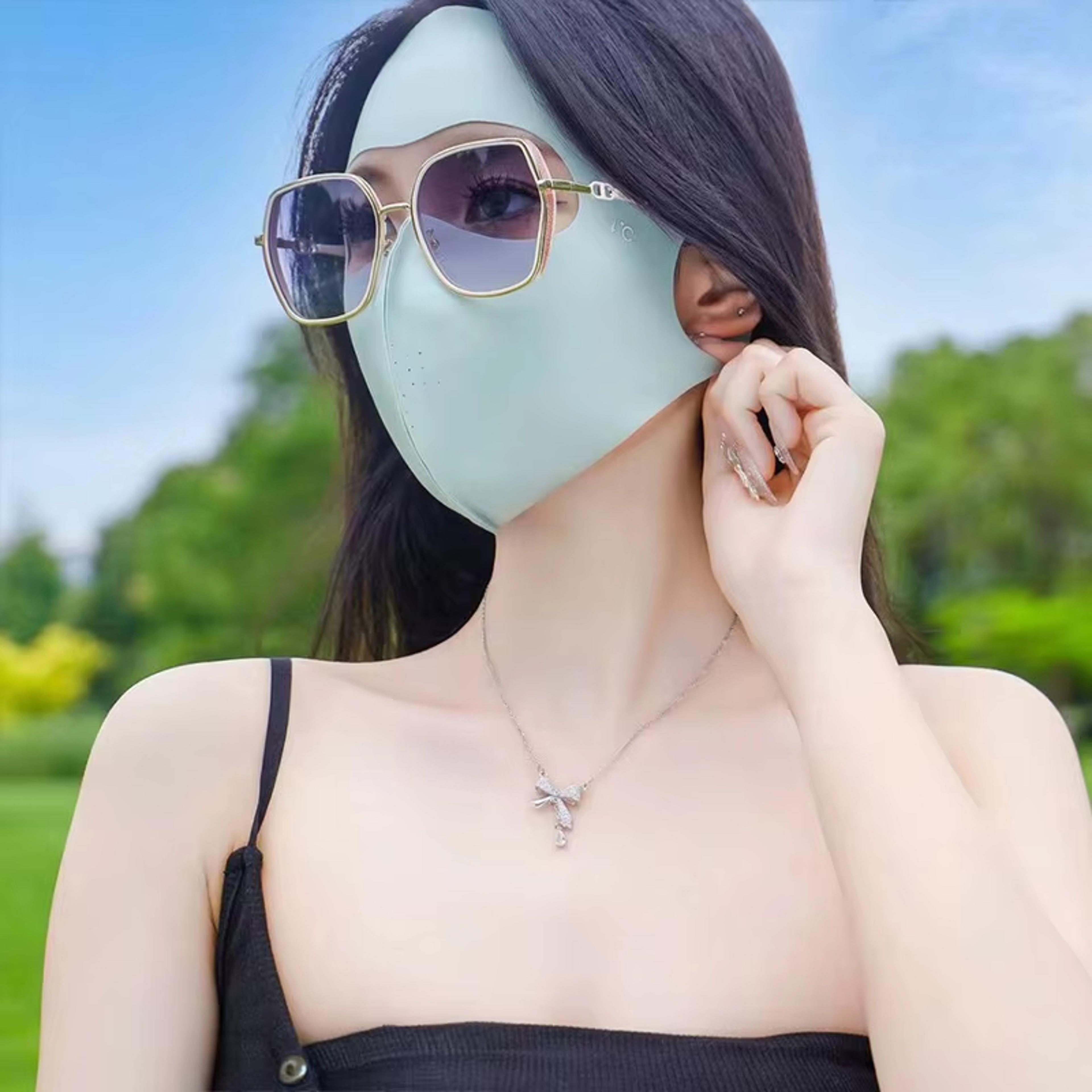 ice silk uv protection face mask full coverage cooling face cover for outdoor travel & sports