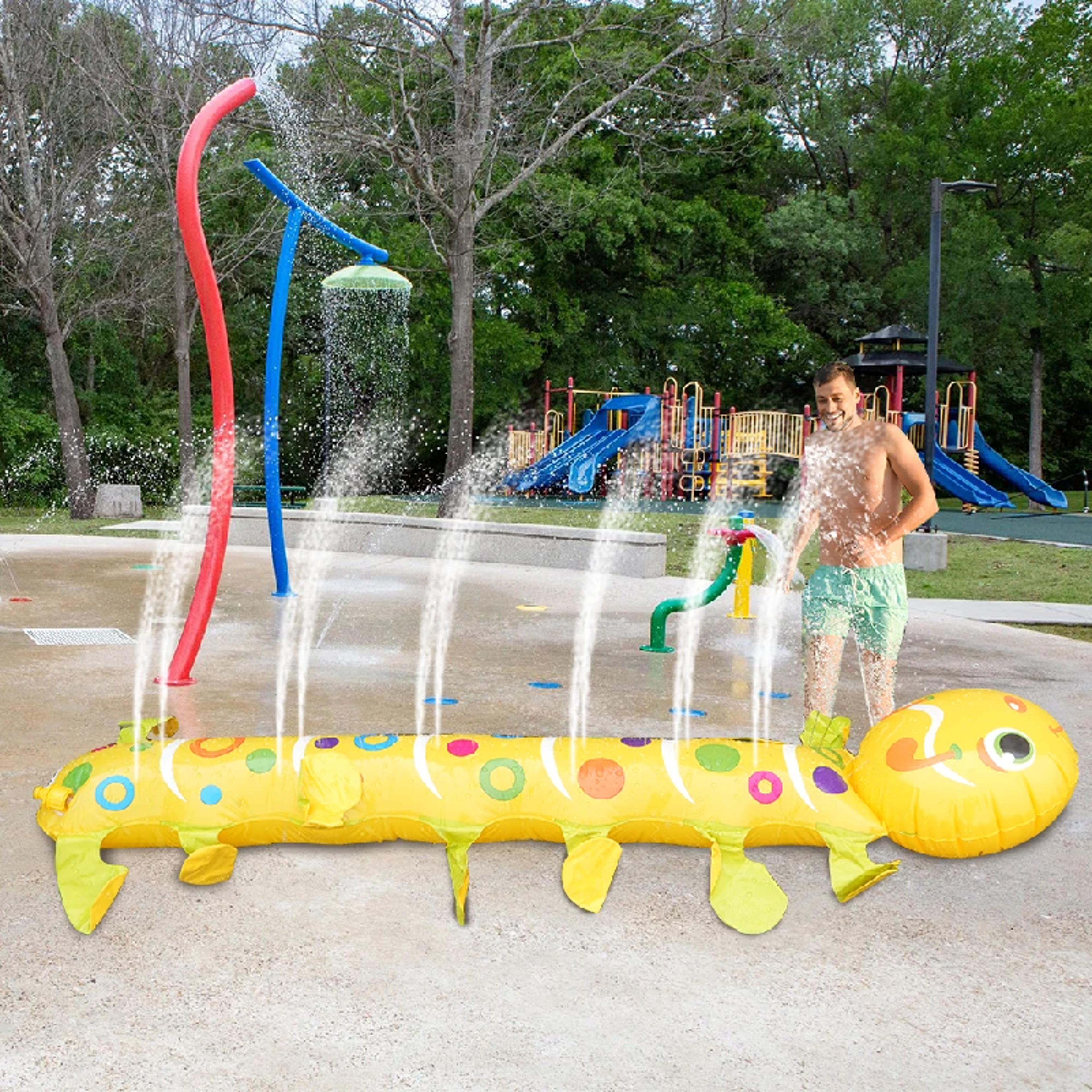 caterpillar splash sprinkler pad for kids outdoor water play