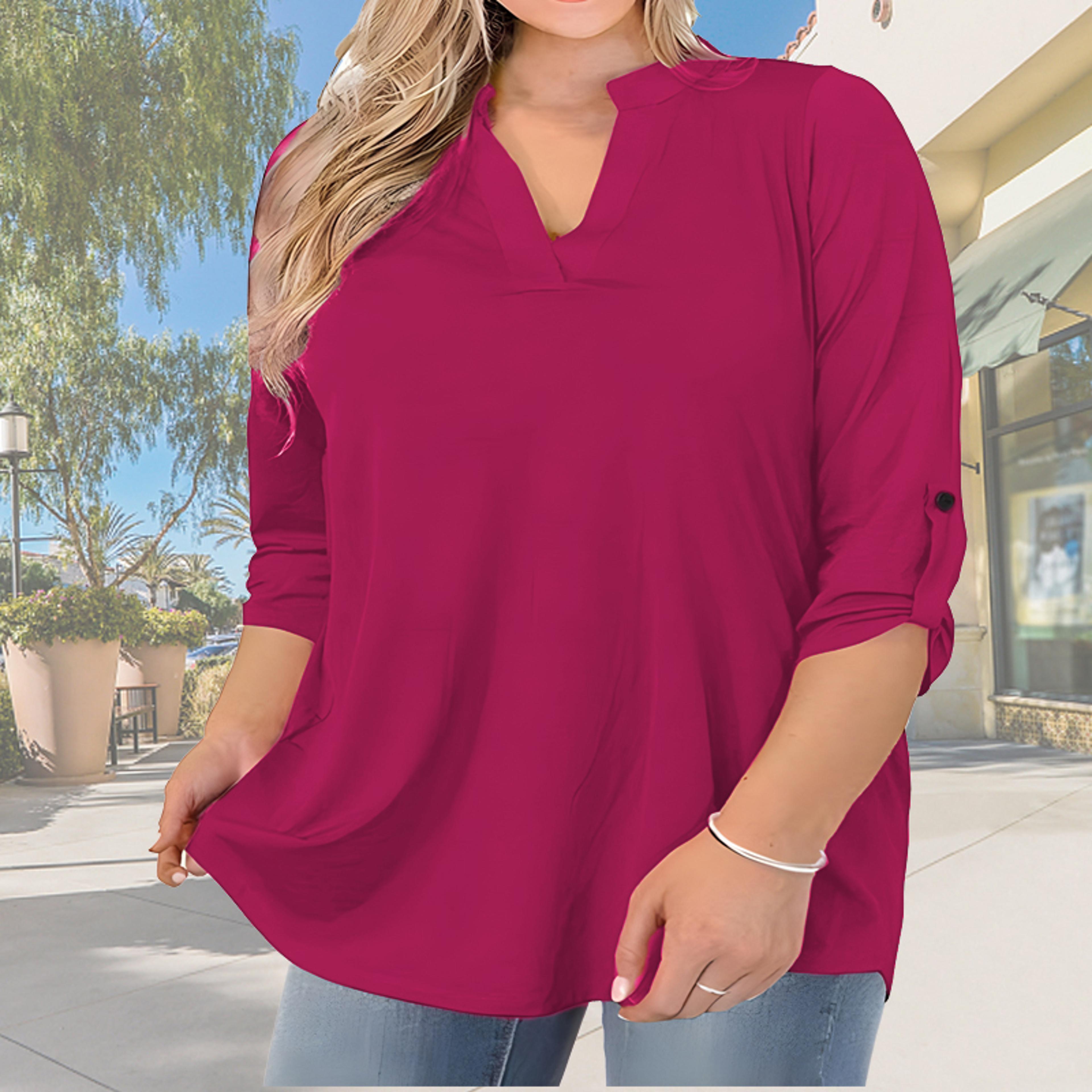 grace flow v neck summer blouse for women loose fit button front top
